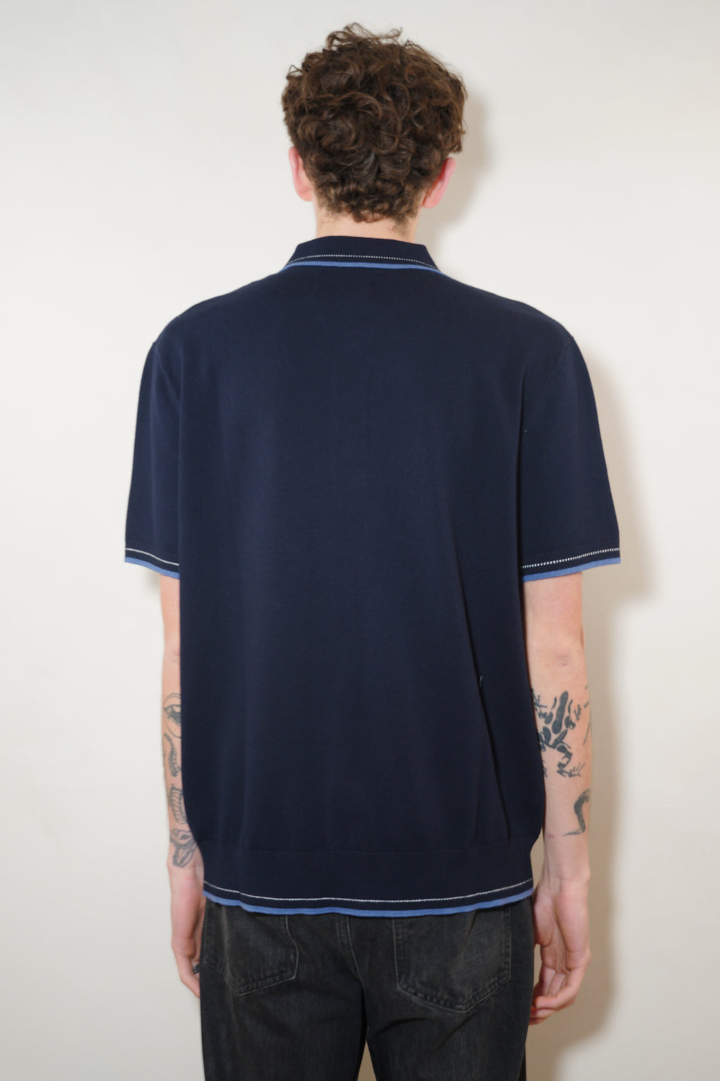 Wax London Turin SS Polo Twisted Tipped Cotton - Navy