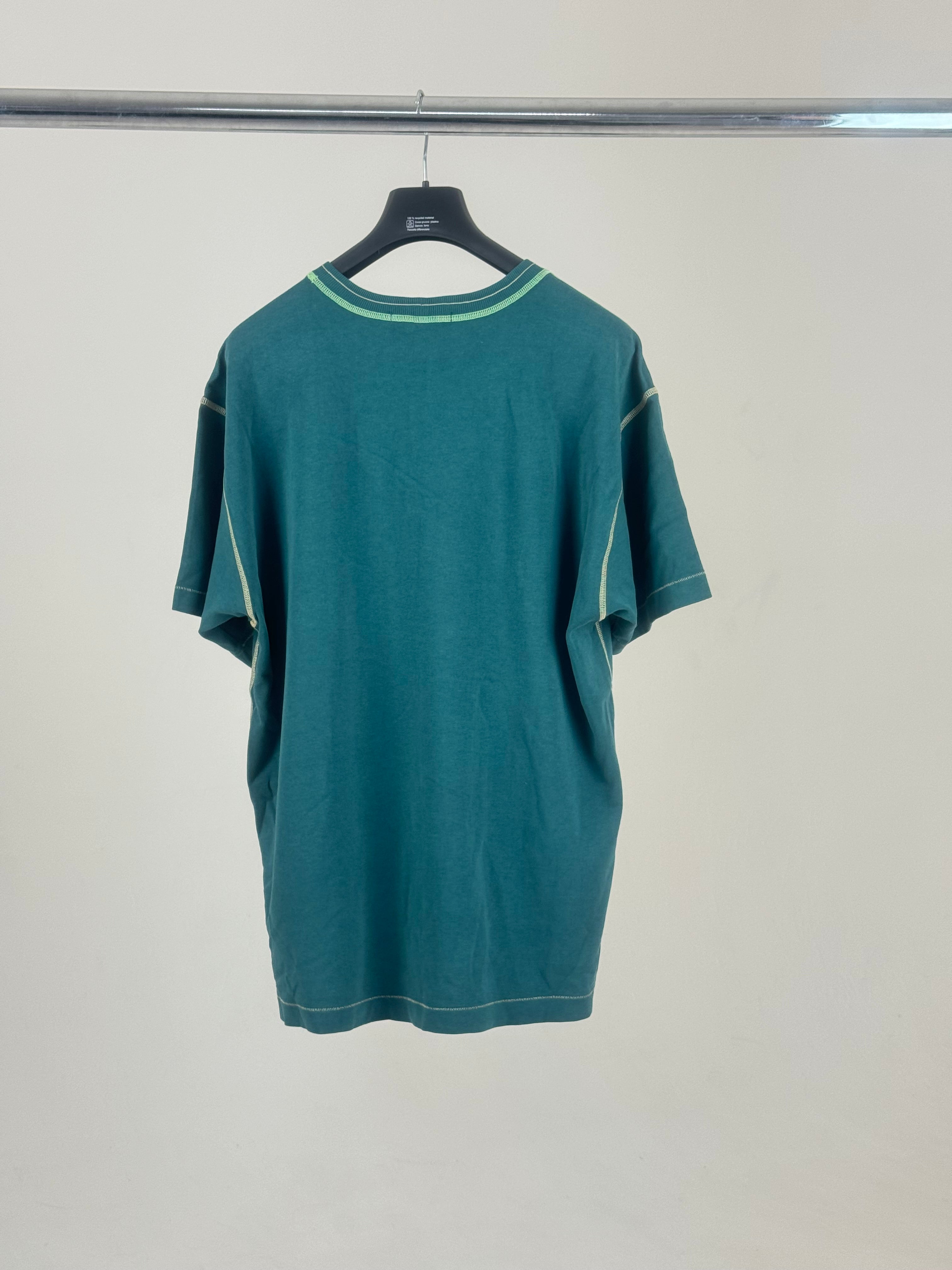 Stone Island Teal Compass Logo T-Shirt - Large
