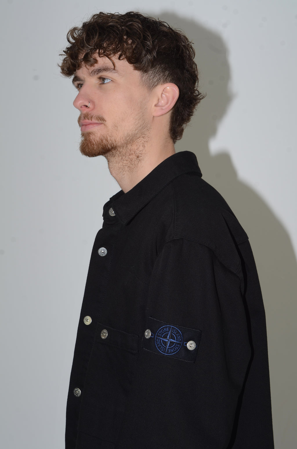 Stone Island Denim Research Black Overshirt - Large