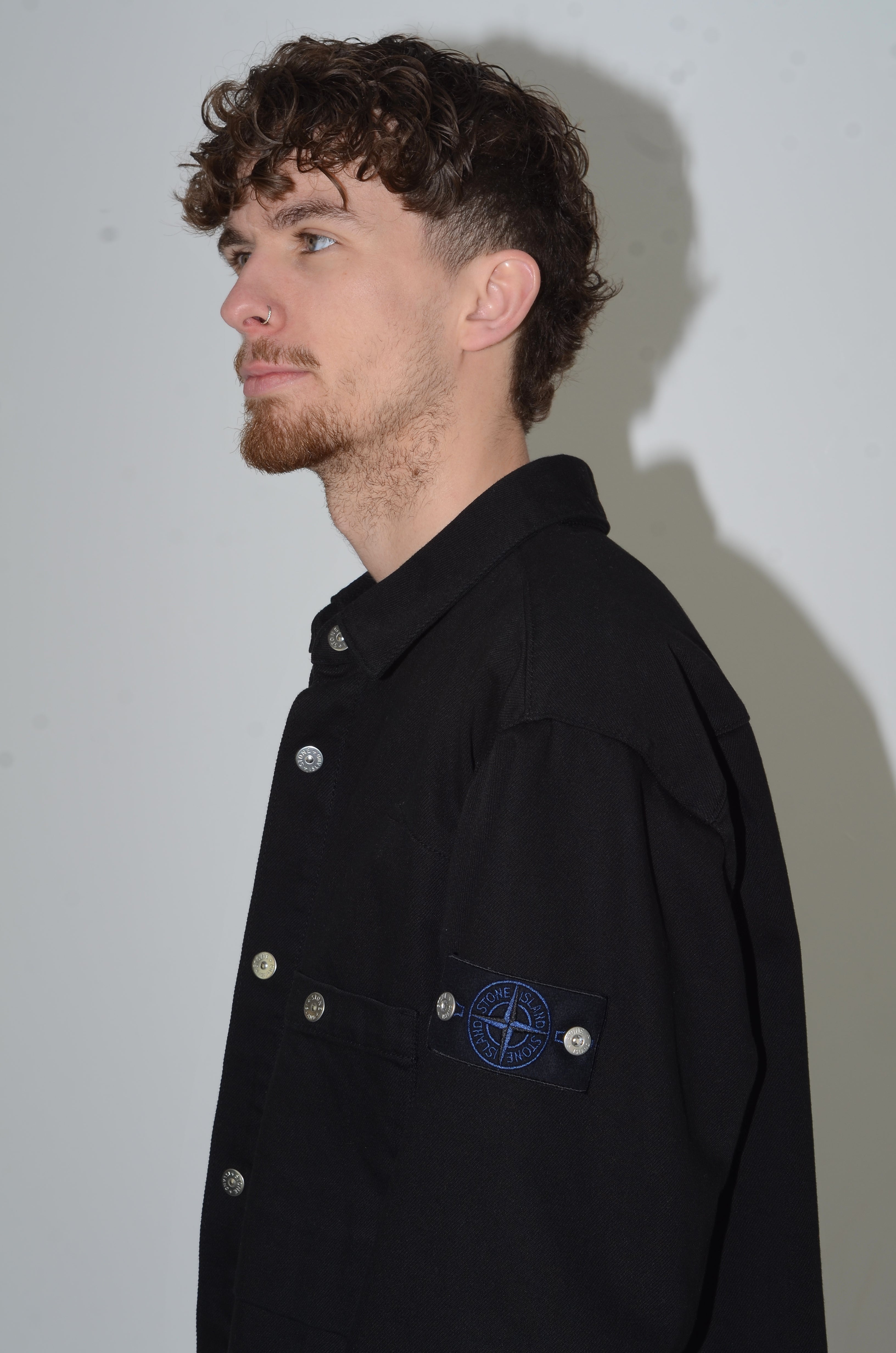 Stone Island Denim Research Black Overshirt - Large