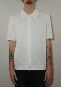 Wax London Tellaro SS Polo Wide Stripe Cotton - Ecru