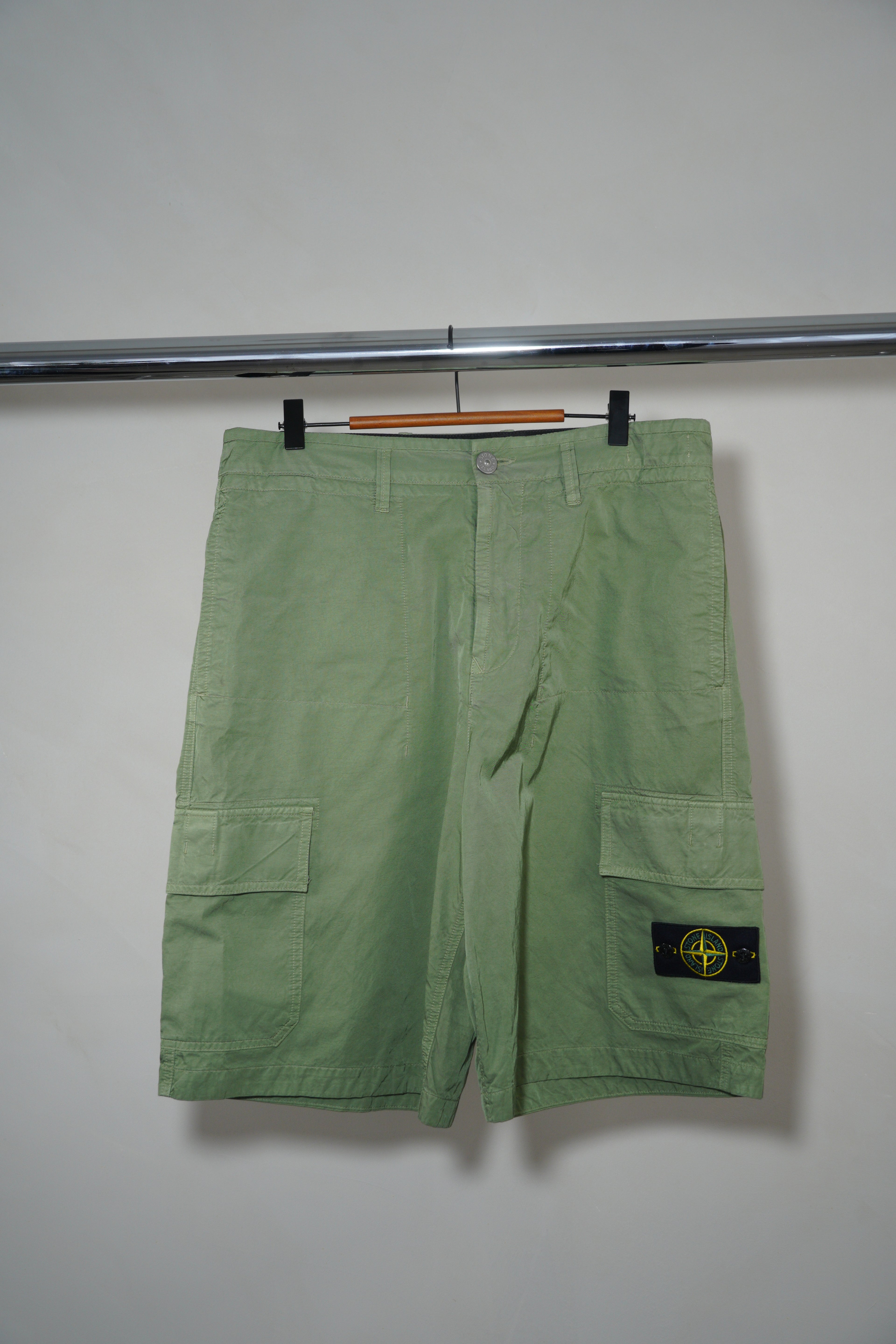 Stone Island Bermuda 11” Long Cargo Shorts - Khaki