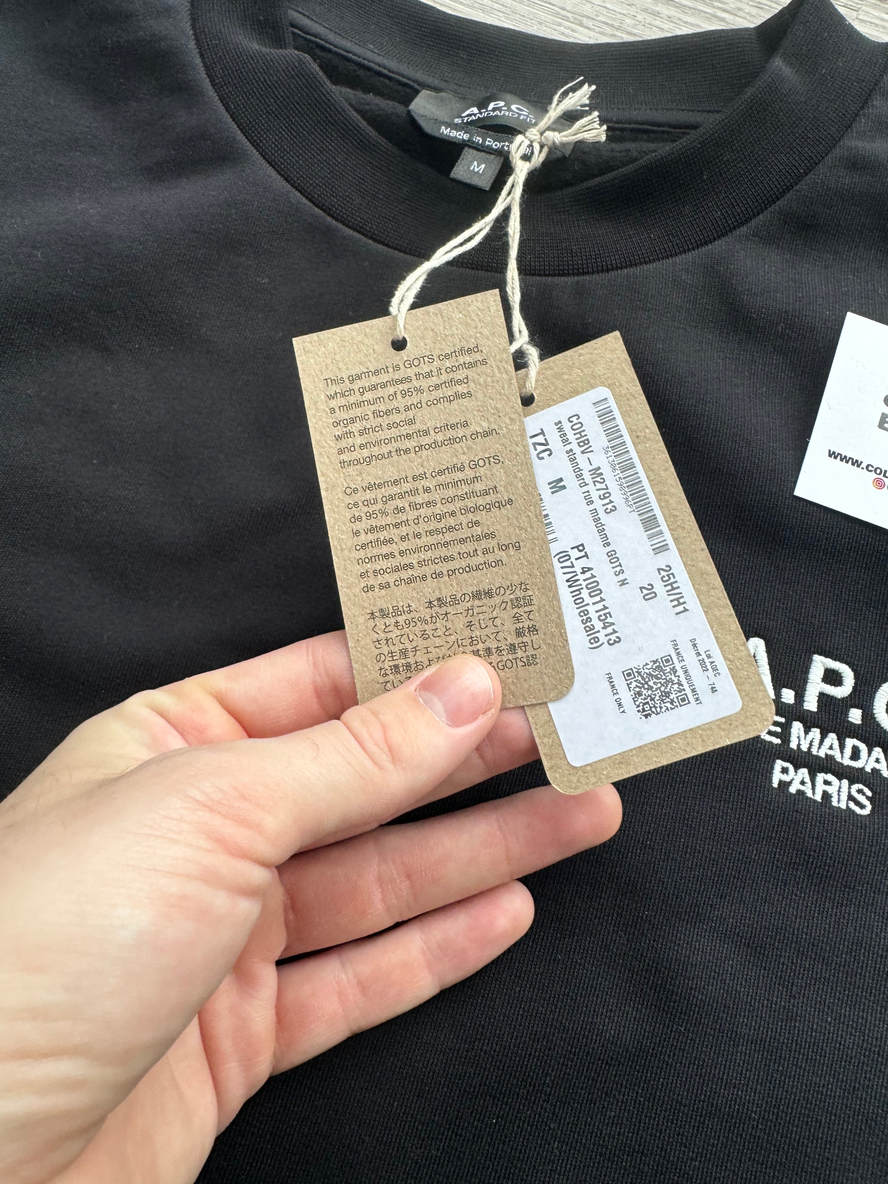 A.P.C. Rue Madame Paris Black Sweatshirt - Medium/XL