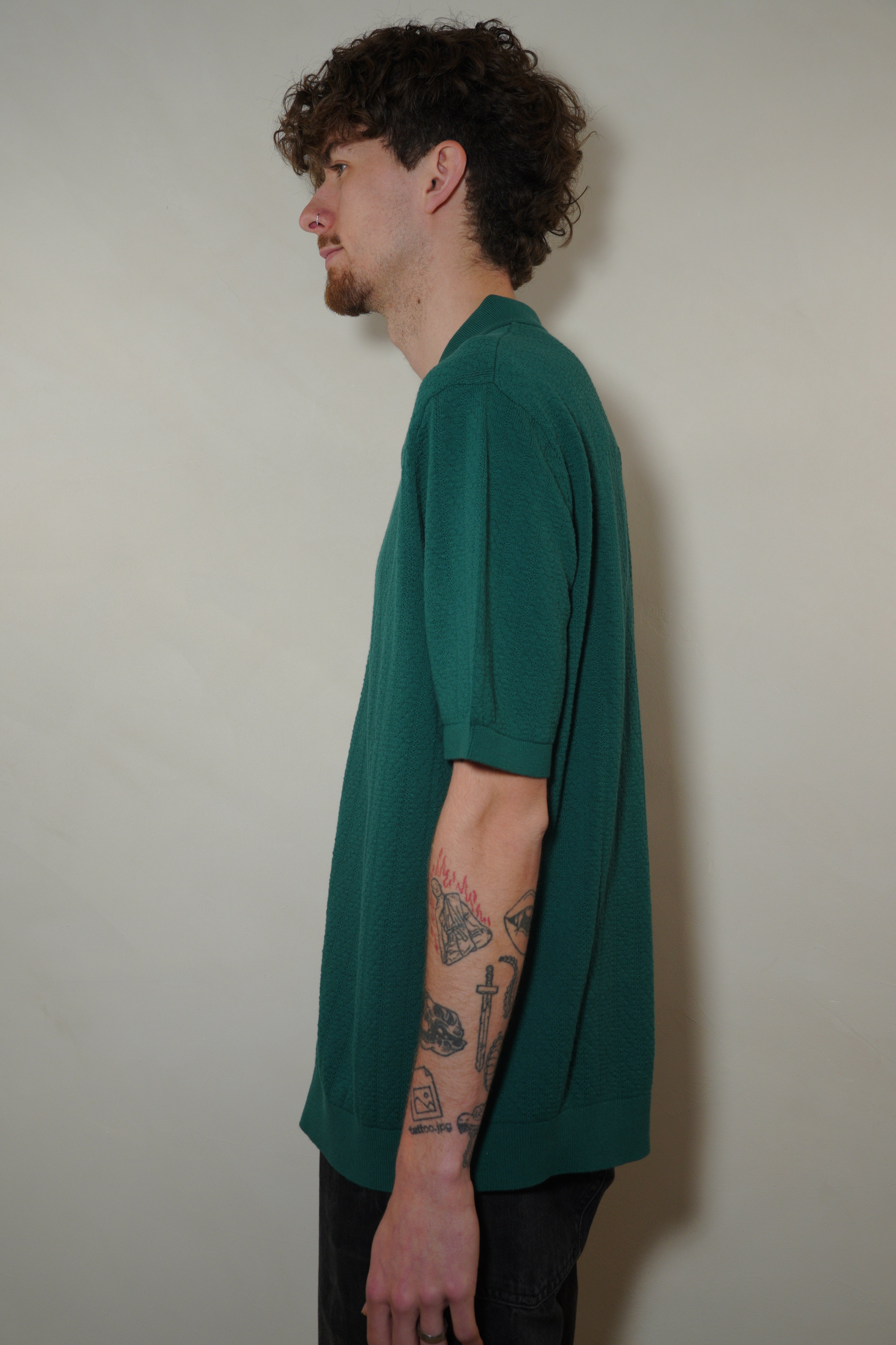 Wax London Tellaro SS Polo Wide Stripe Cotton - Green