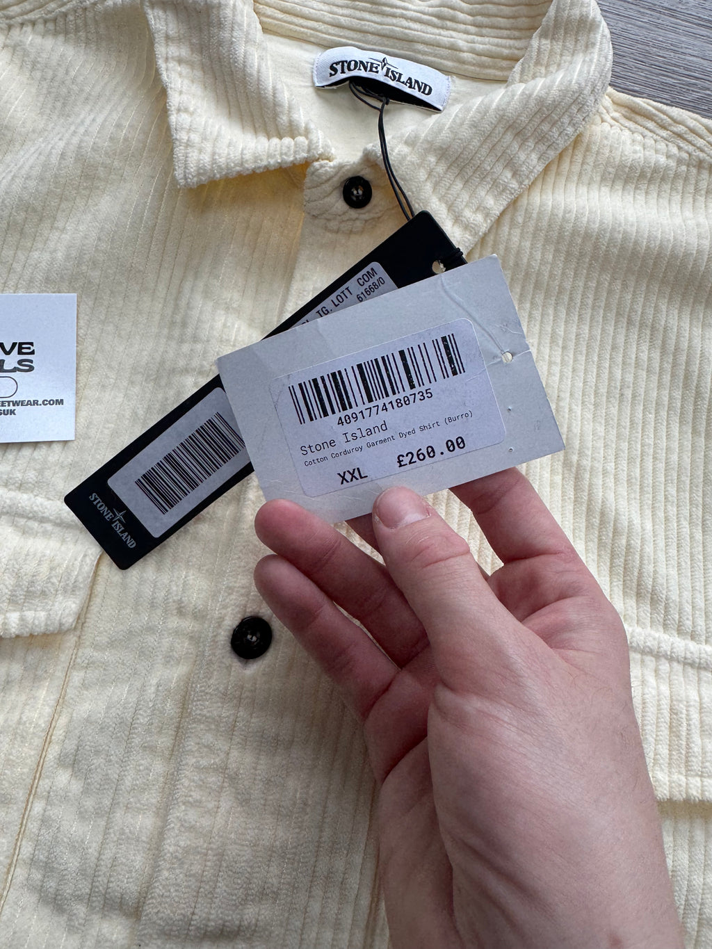 Stone Island Cream Corduroy Buttoned Overshirt - XXL