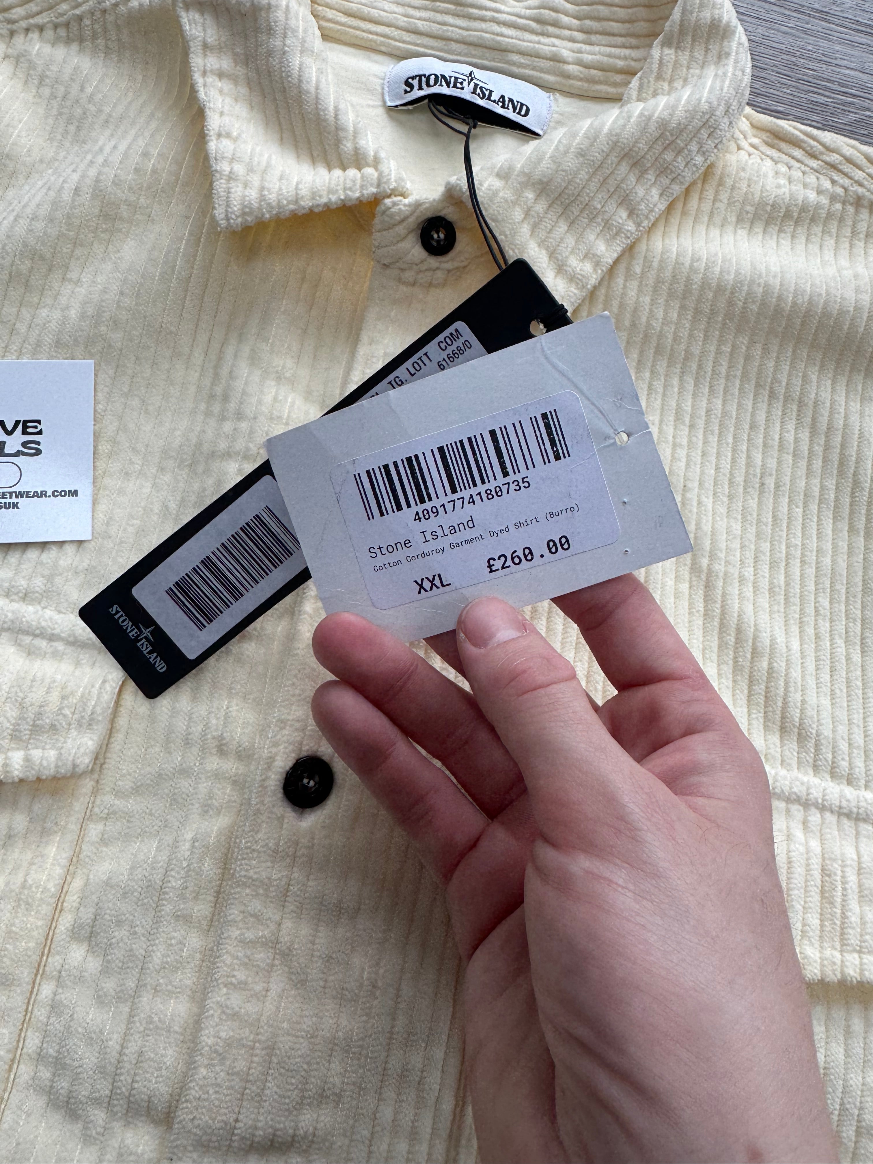 Stone Island Cream Corduroy Buttoned Overshirt - XXL