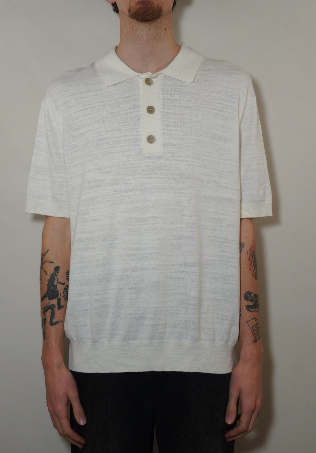 Wax London Mens Linen Polo Shirt Cream