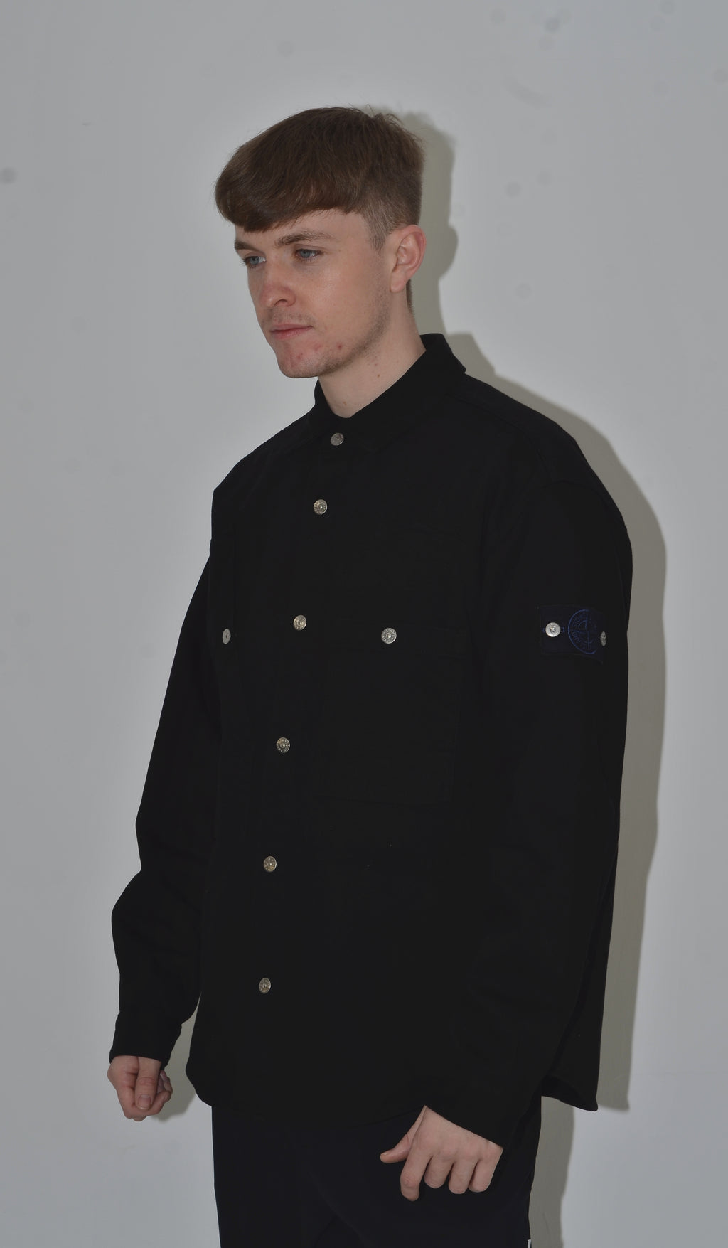 Stone Island Denim Research Black Overshirt - Large