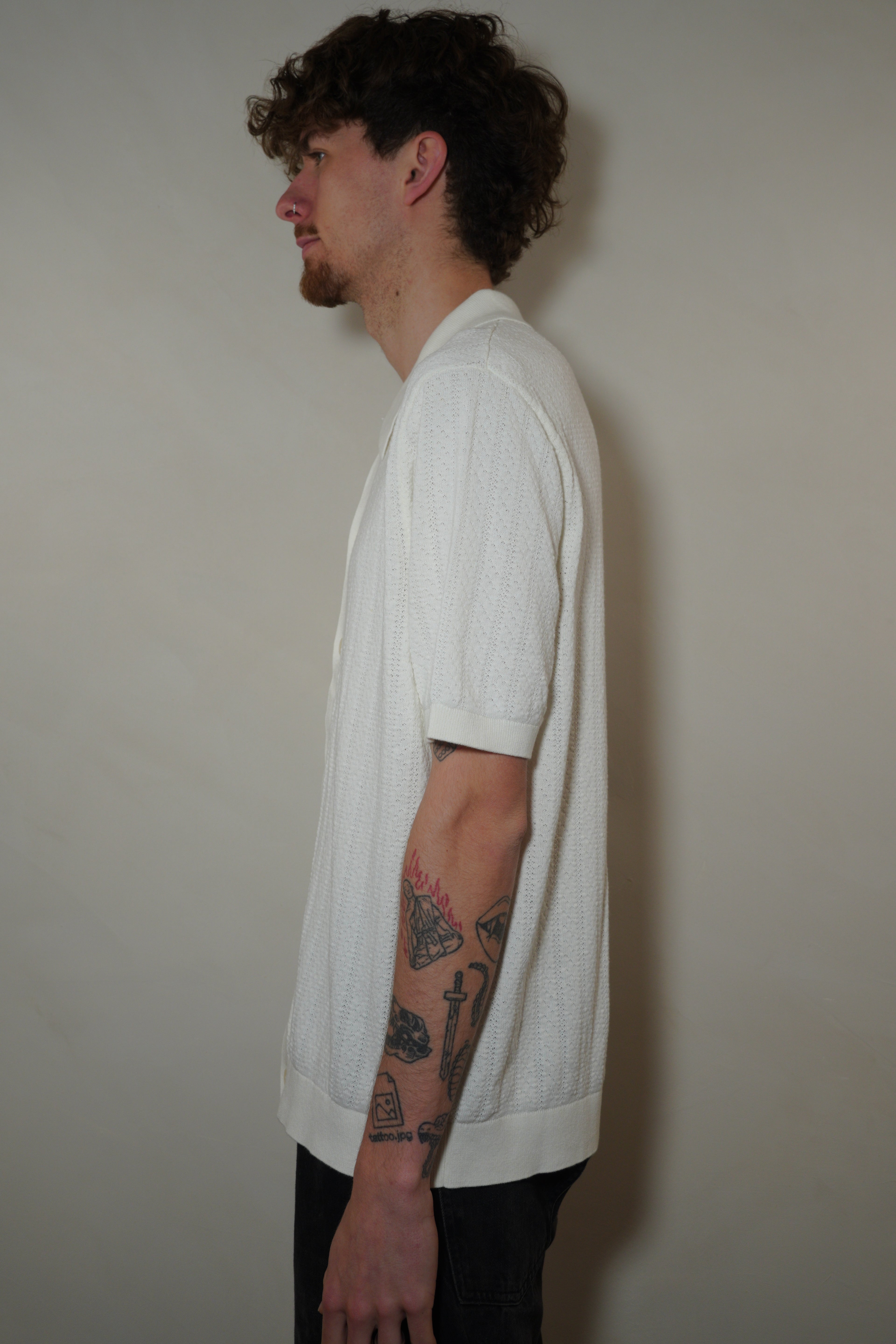 Wax London Tellaro SS Polo Wide Stripe Cotton - Ecru