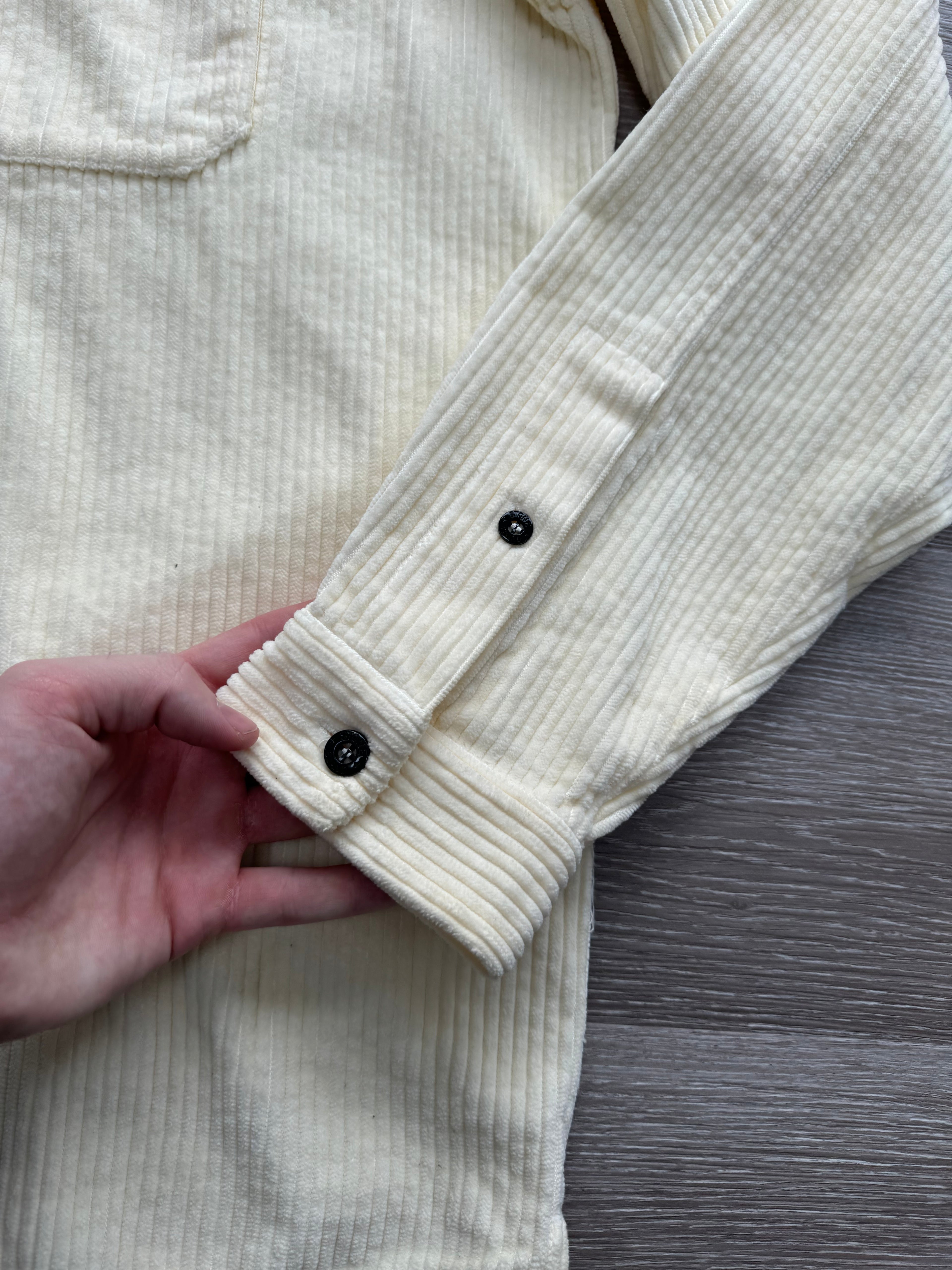 Stone Island Cream Corduroy Buttoned Overshirt - XXL