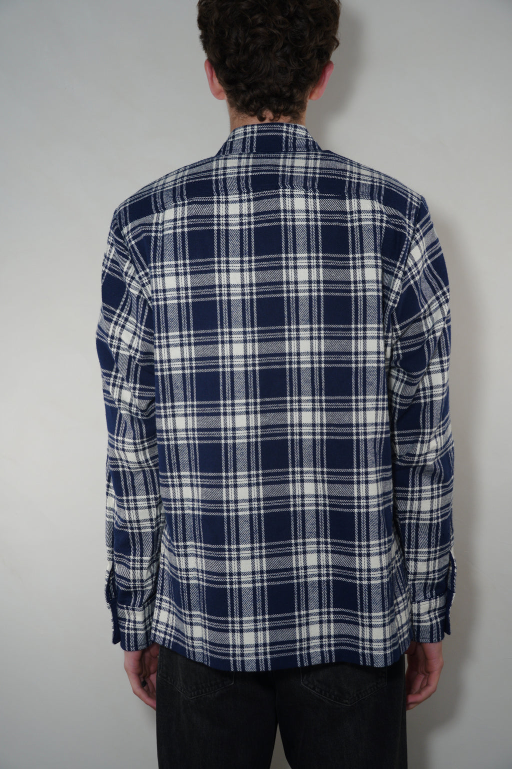 Wax London Mens Overshirt Navy Blue Check