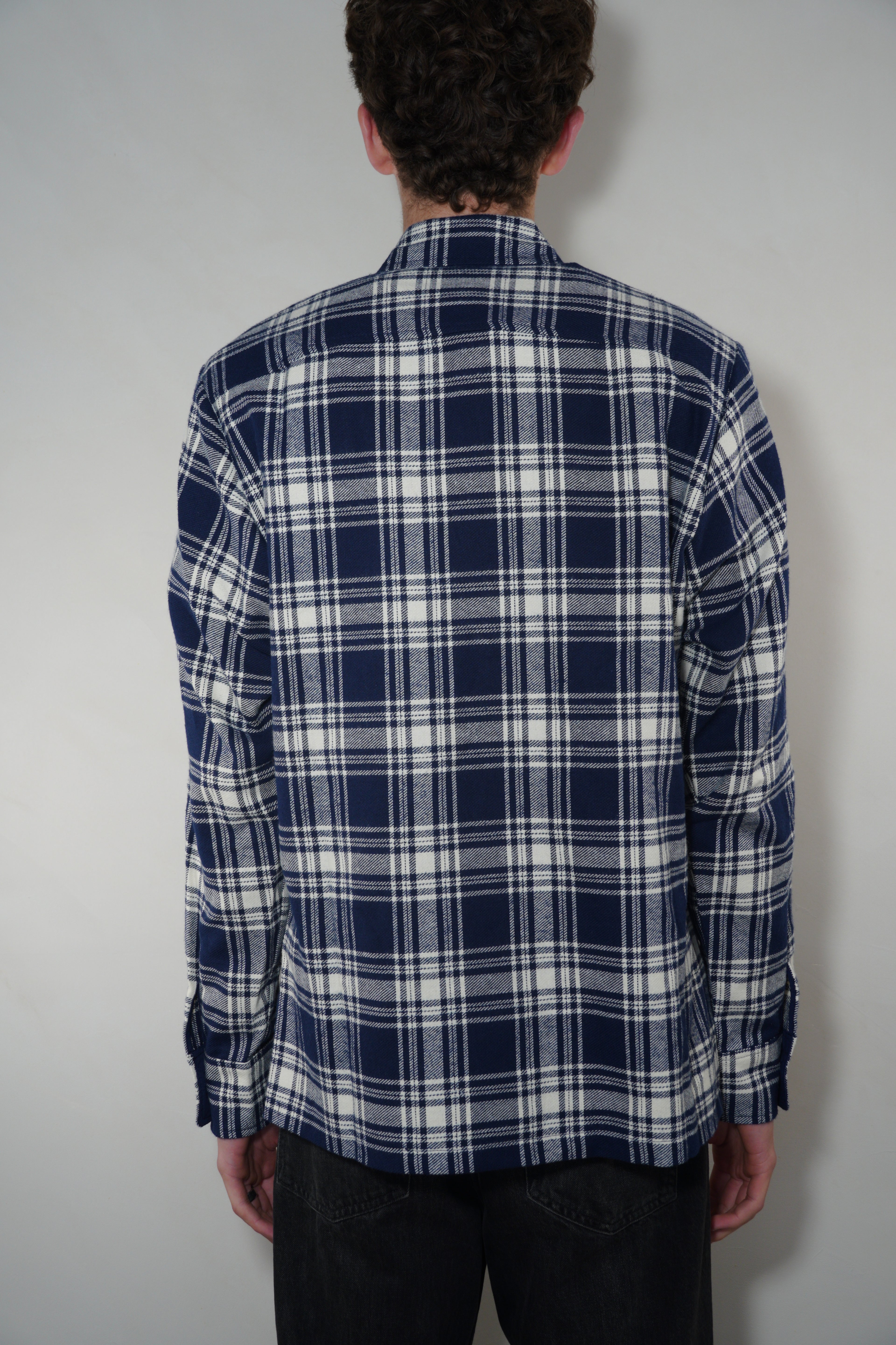 Wax London Mens Overshirt Navy Blue Check