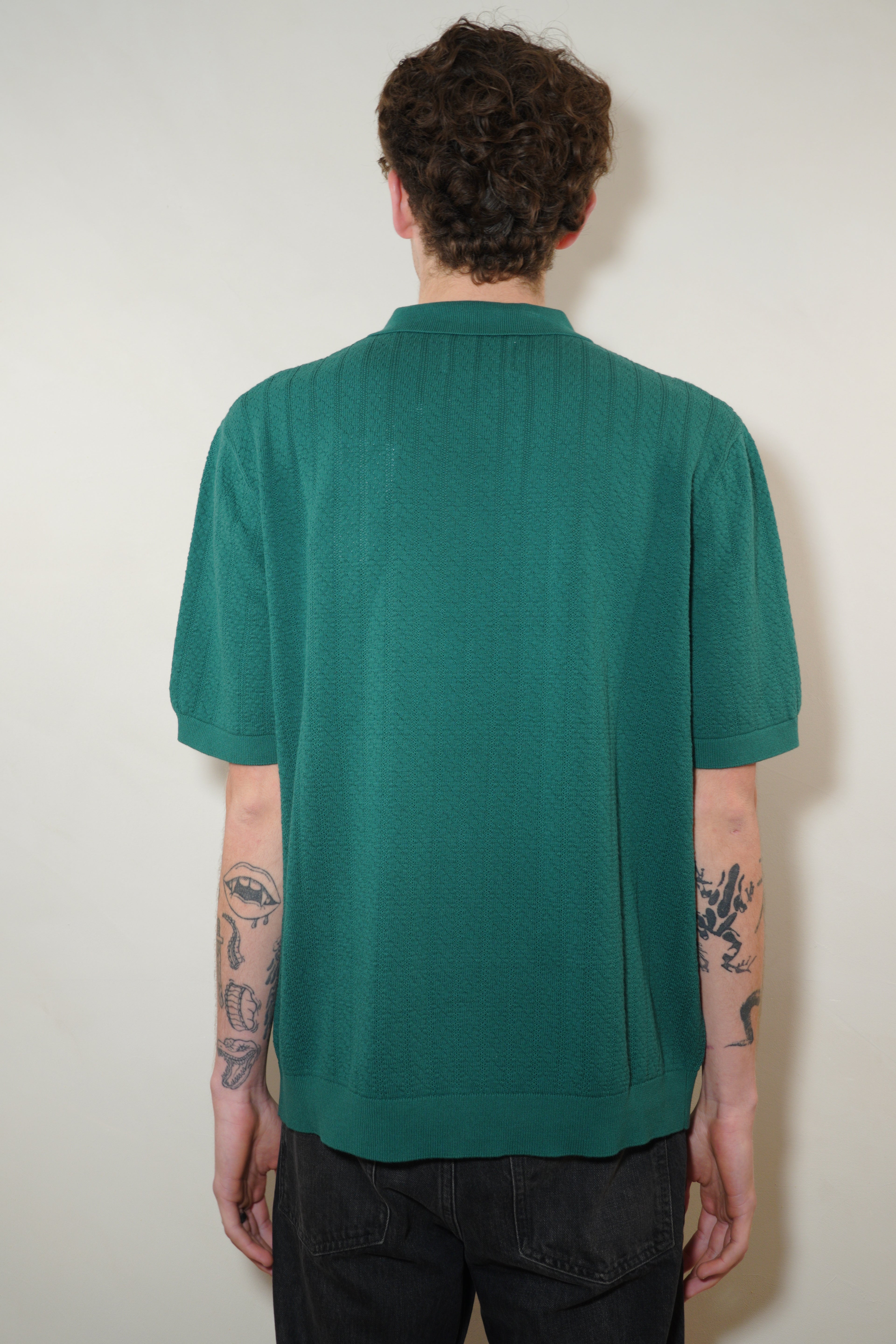 Wax London Tellaro SS Polo Wide Stripe Cotton - Green