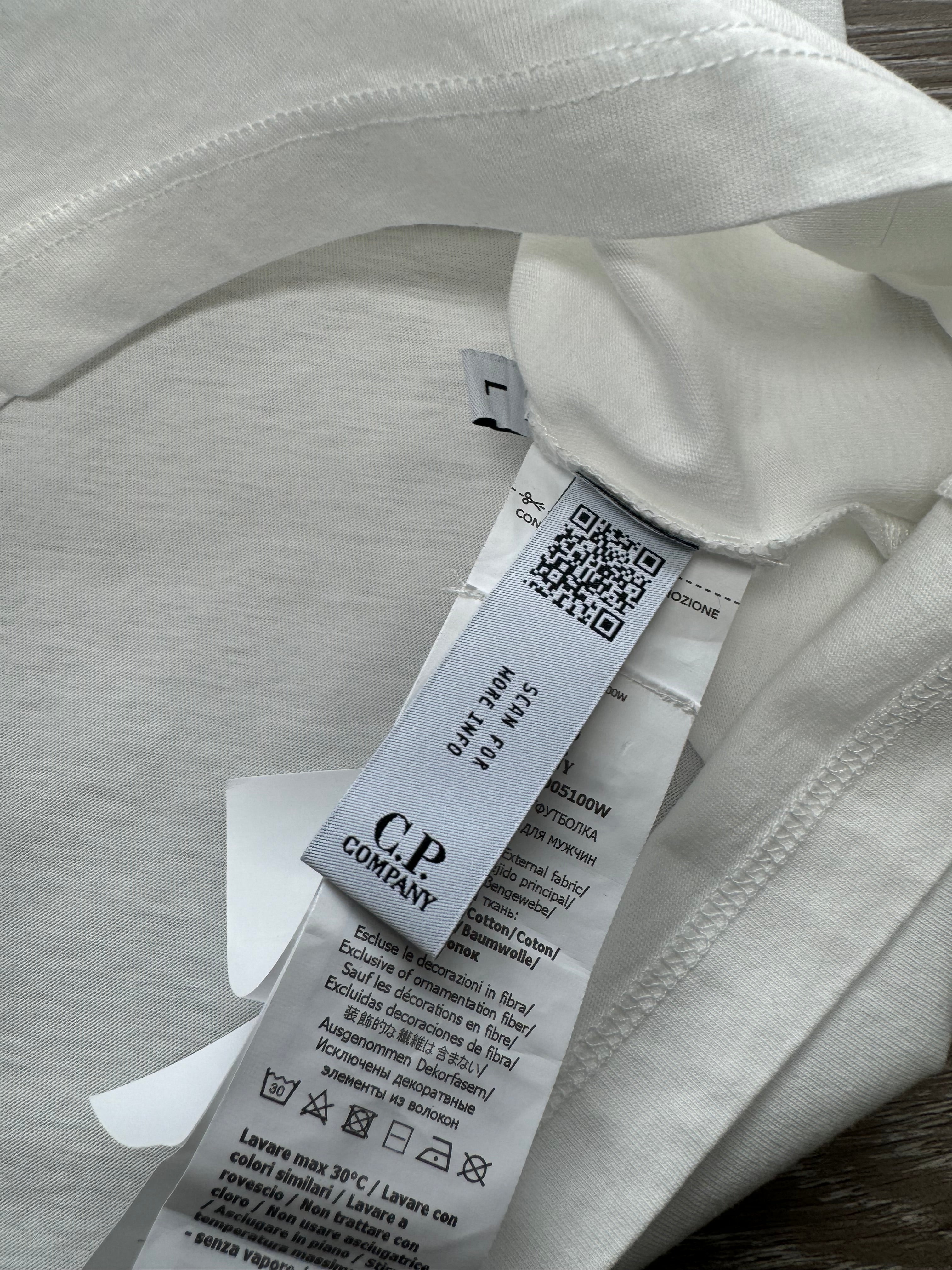 C.P. Company White Logo T-Shirt - Large