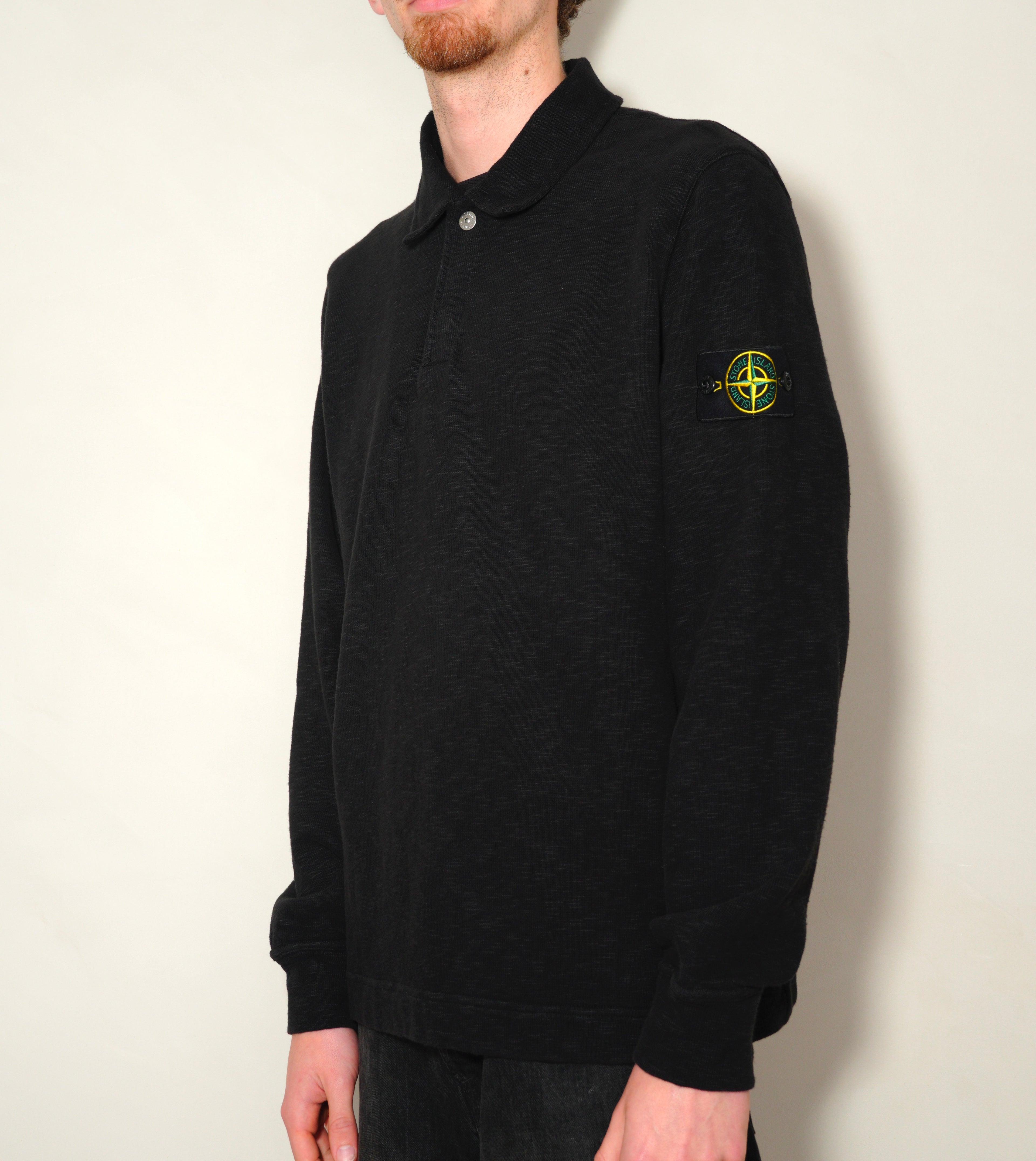 Stone Island Heavy Cotton Long Sleeve Polo -  Grey