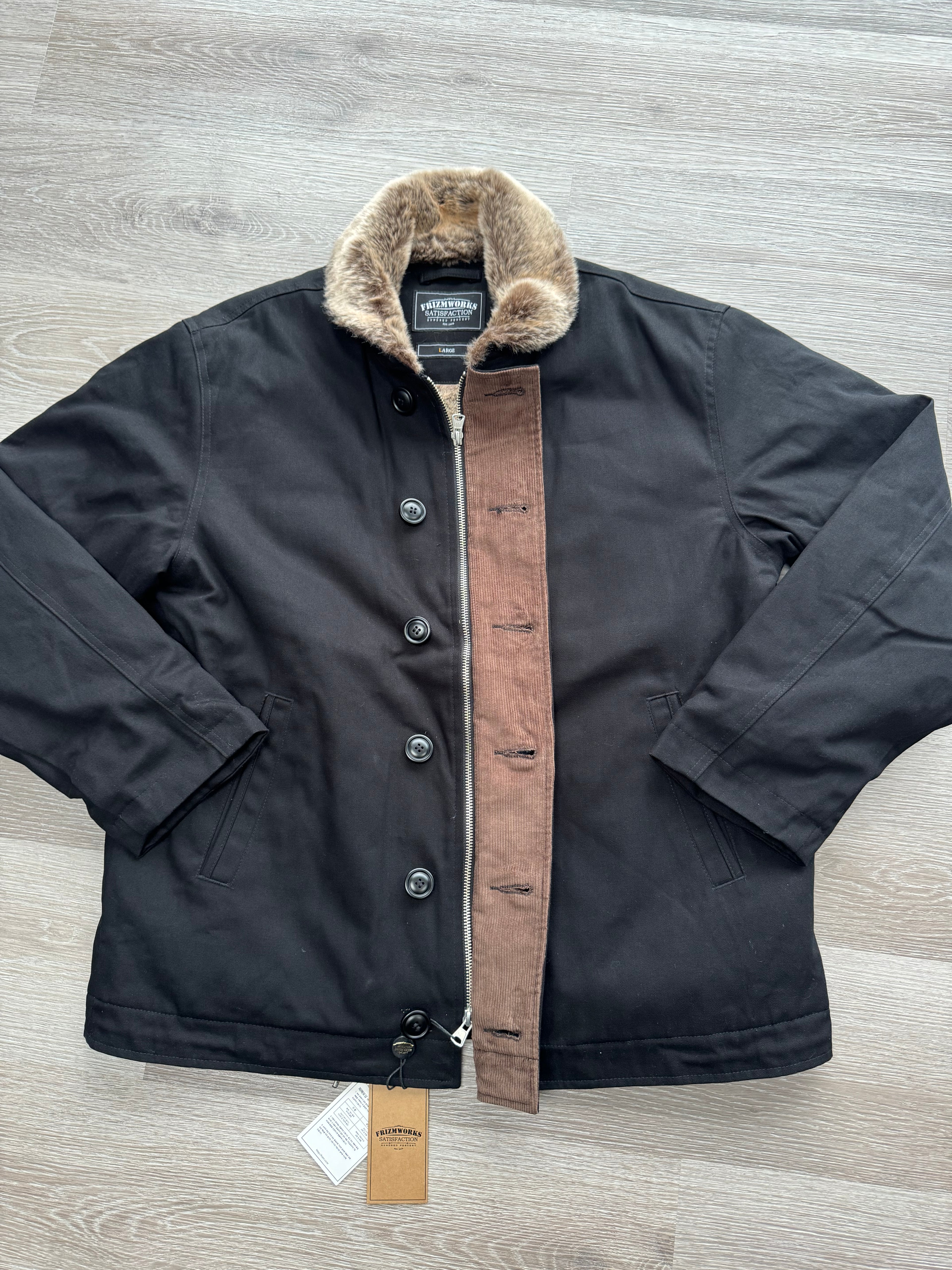 FrizmWORKS Black Cotton Edgar N-1 Deck Jacket - Large