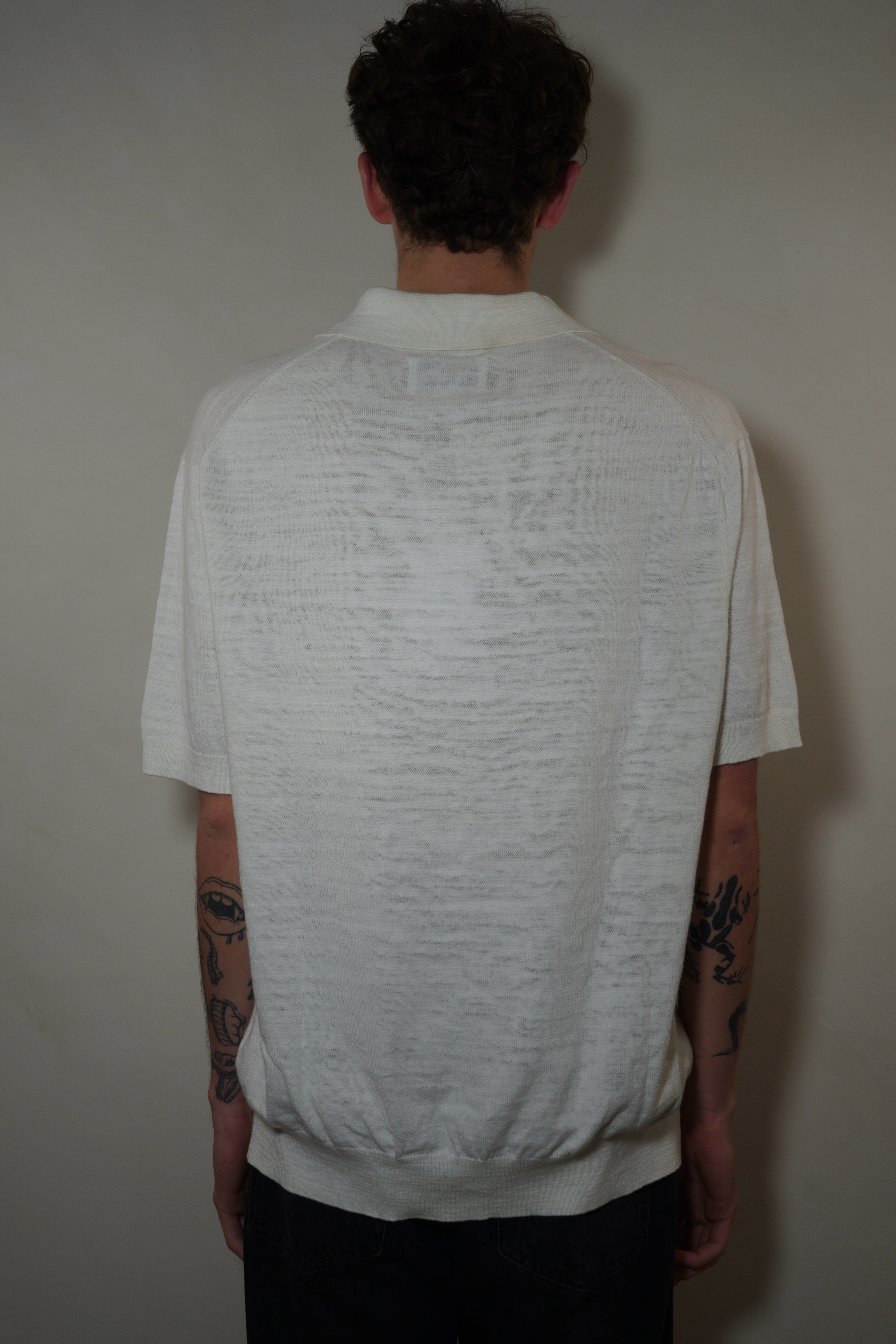 Wax London Mens Linen Polo Shirt Cream
