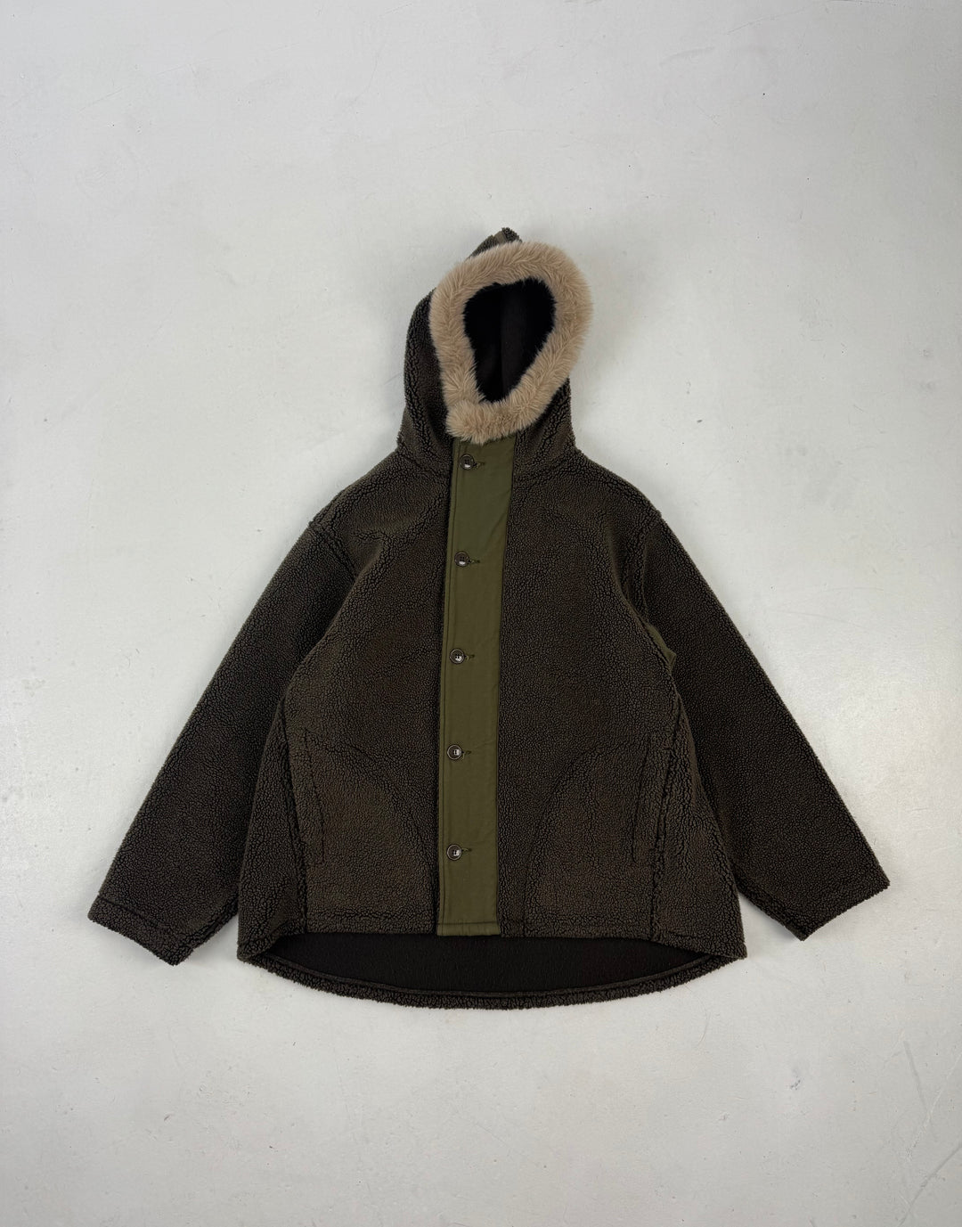 orSlow Boa Fleece Military Parka – Brown / Khaki