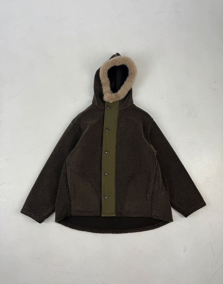 orSlow Boa Fleece Military Parka – Brown / Khaki