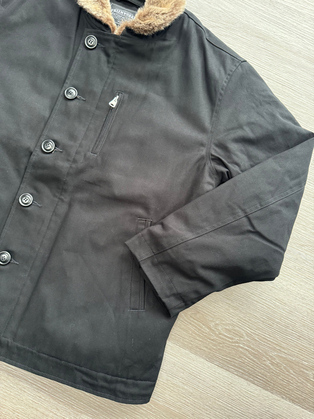 FrizmWORKS Black Cotton Edgar N-1 Deck Jacket - Large