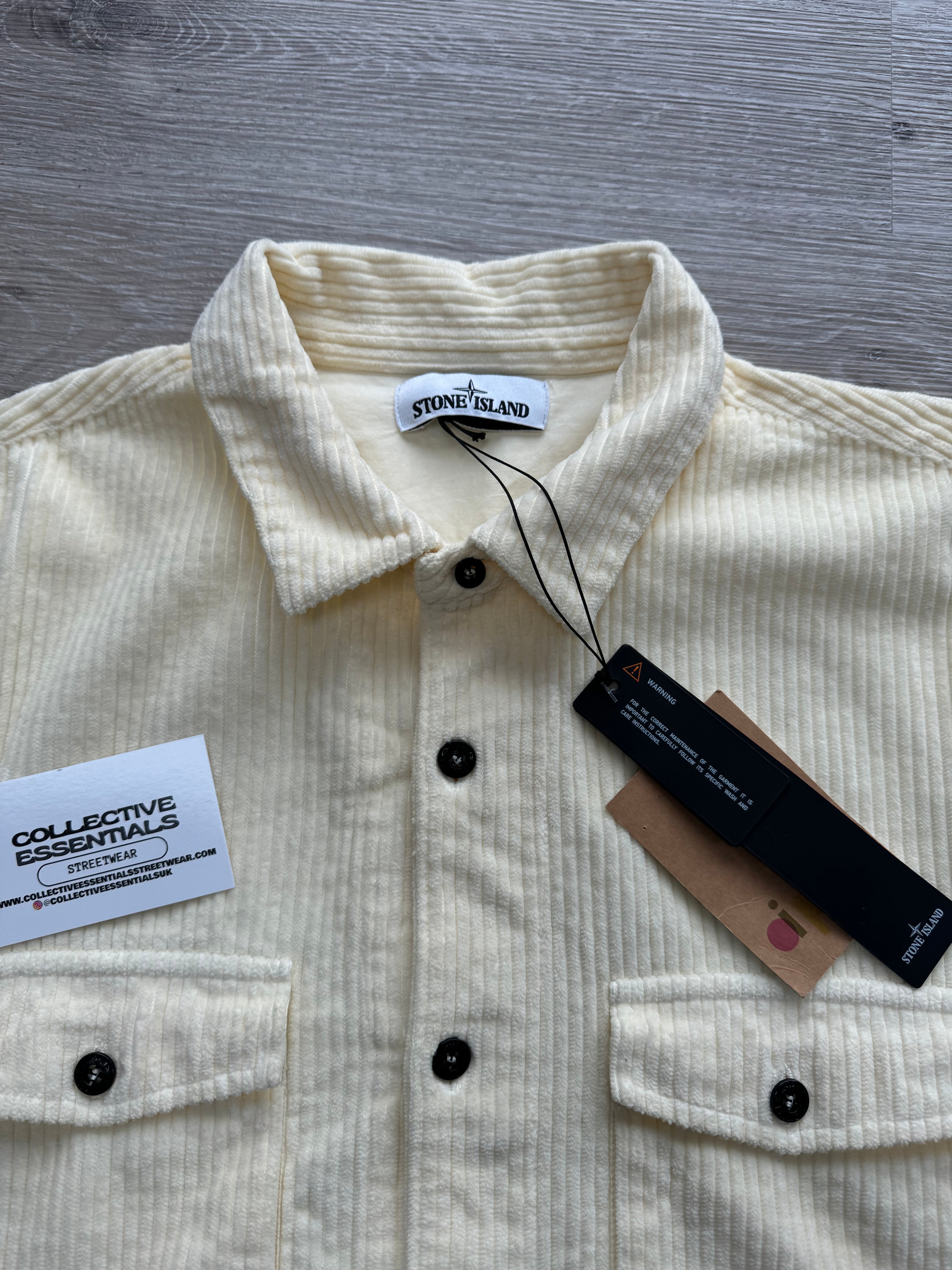 Stone Island Cream Corduroy Buttoned Overshirt - XXL