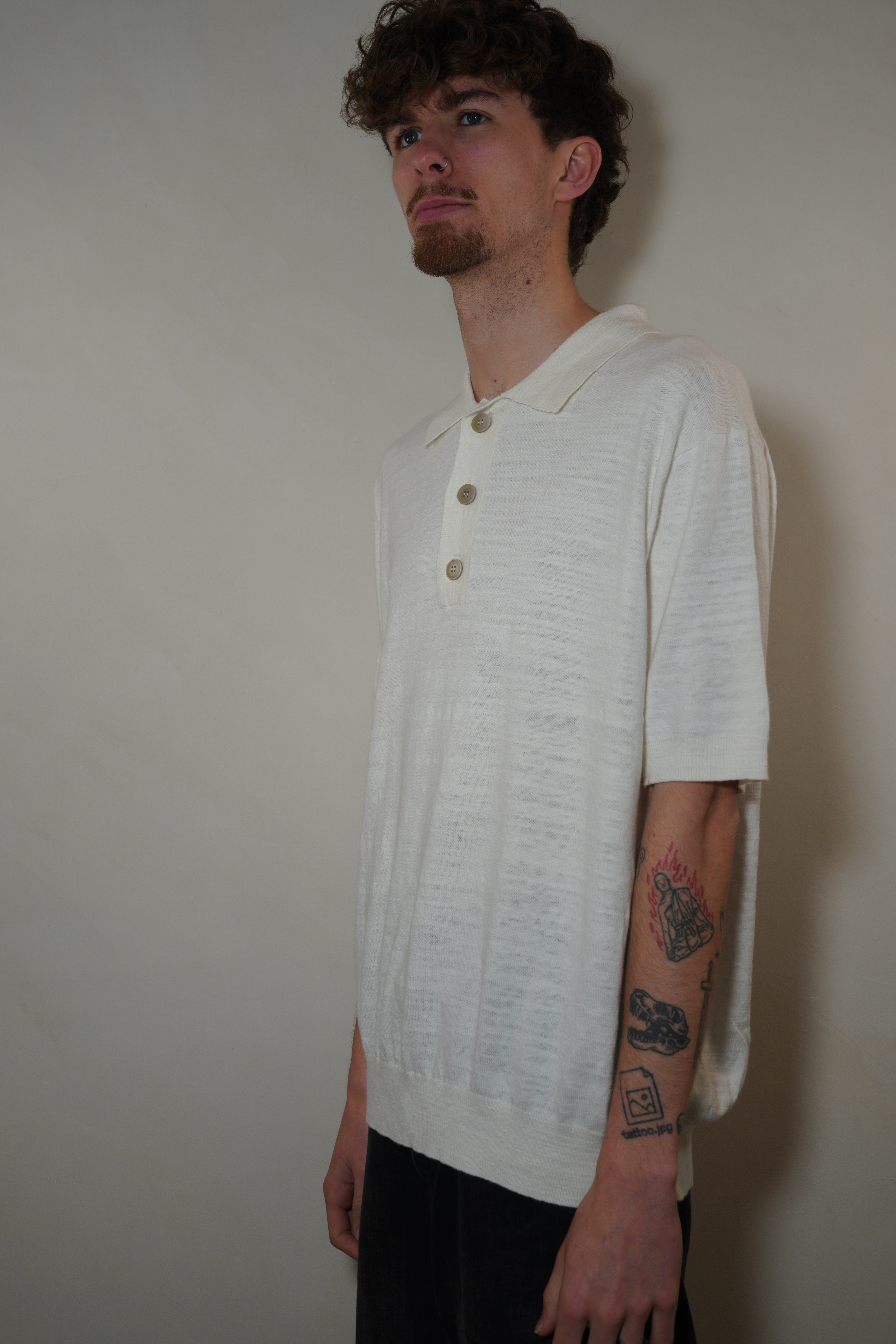 Wax London Mens Linen Polo Shirt Cream
