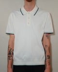 Wax London Turin SS Polo Twisted Tipped Cotton - Ecru/Green