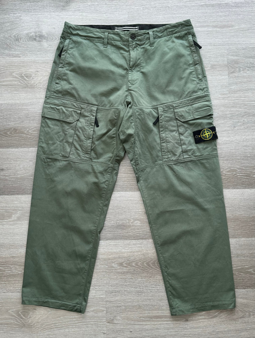 Stone Island Green Lo Baggy Cargo Trousers - 38W