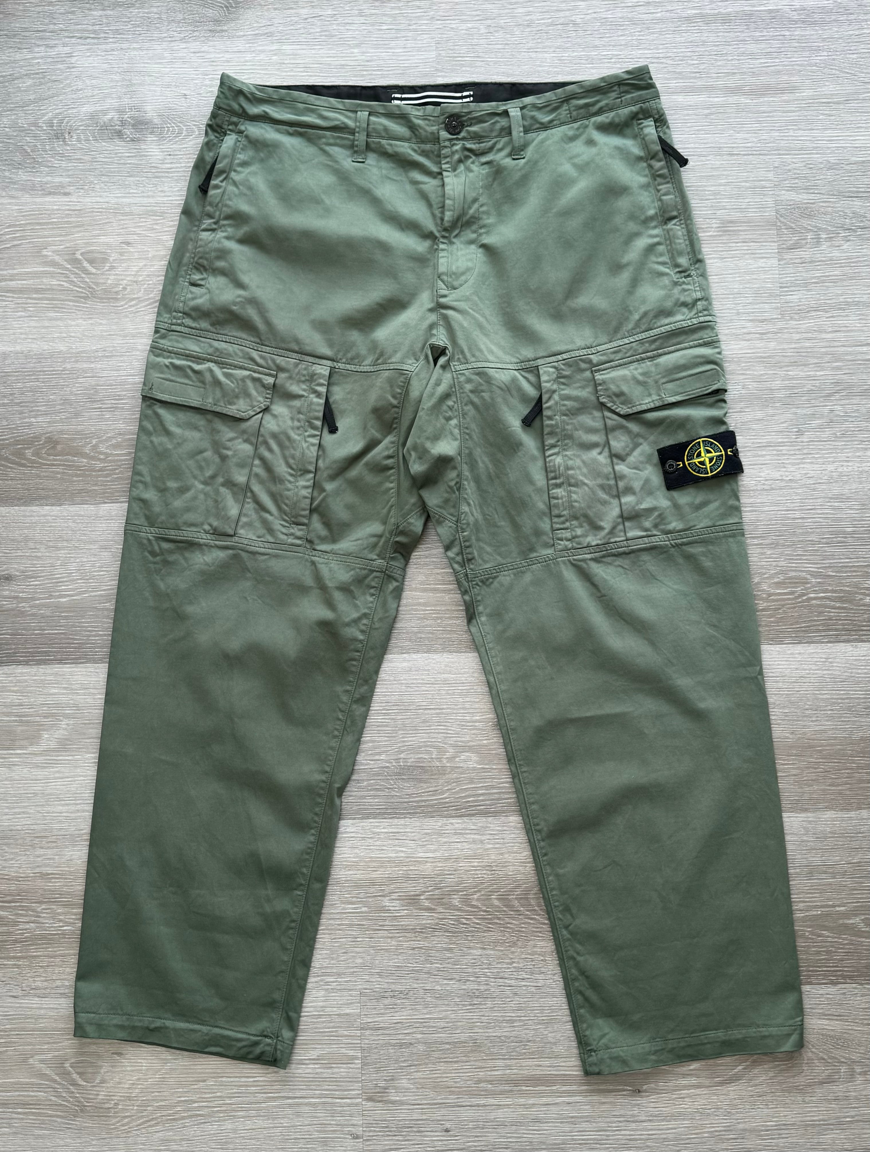 Stone Island Green Lo Baggy Cargo Trousers - 38W