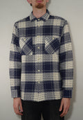 Wax London Whiting Overshirt Beatnik Check - Navy Marine