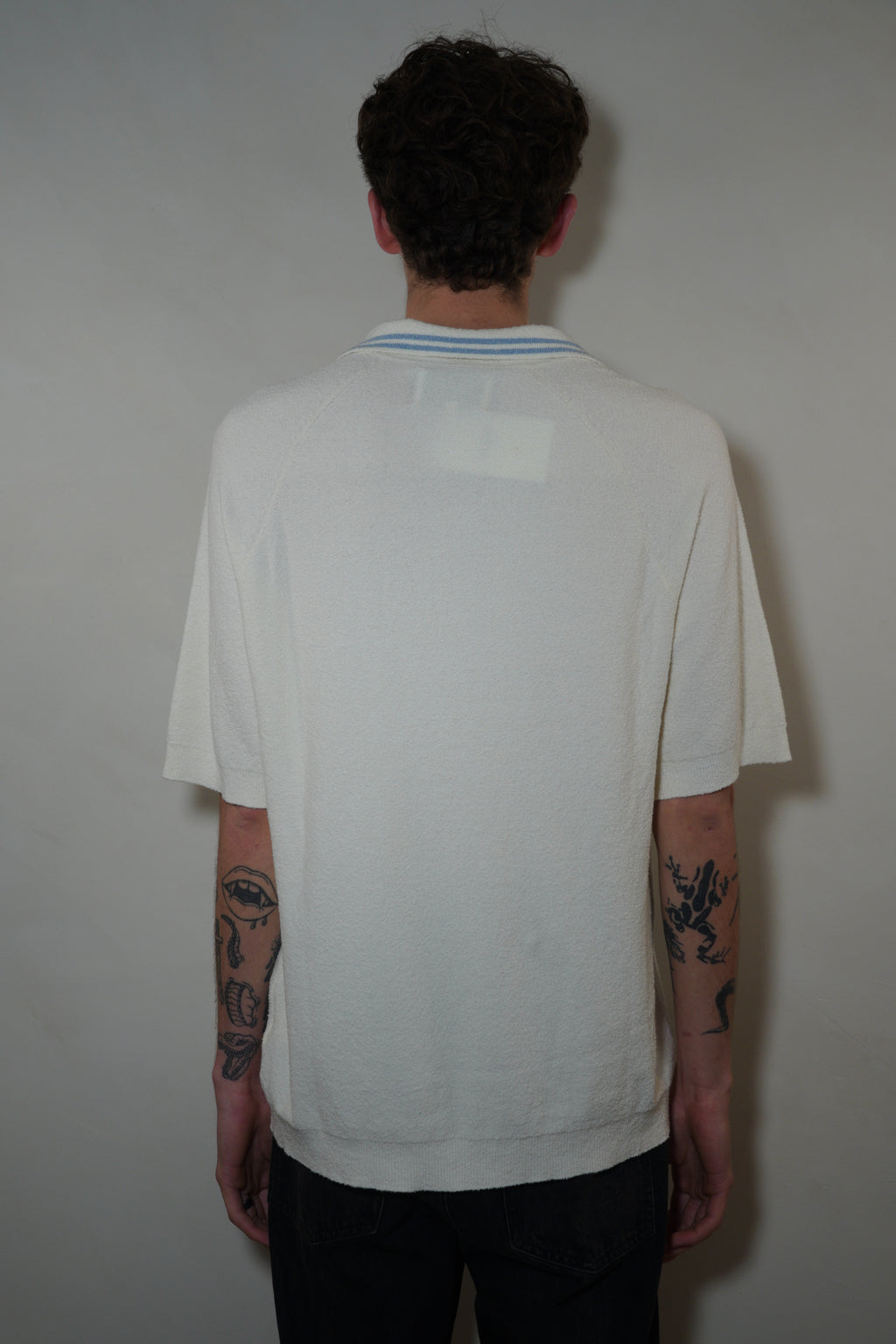 Wax London Albion Boucle Cotton Polo - Cream