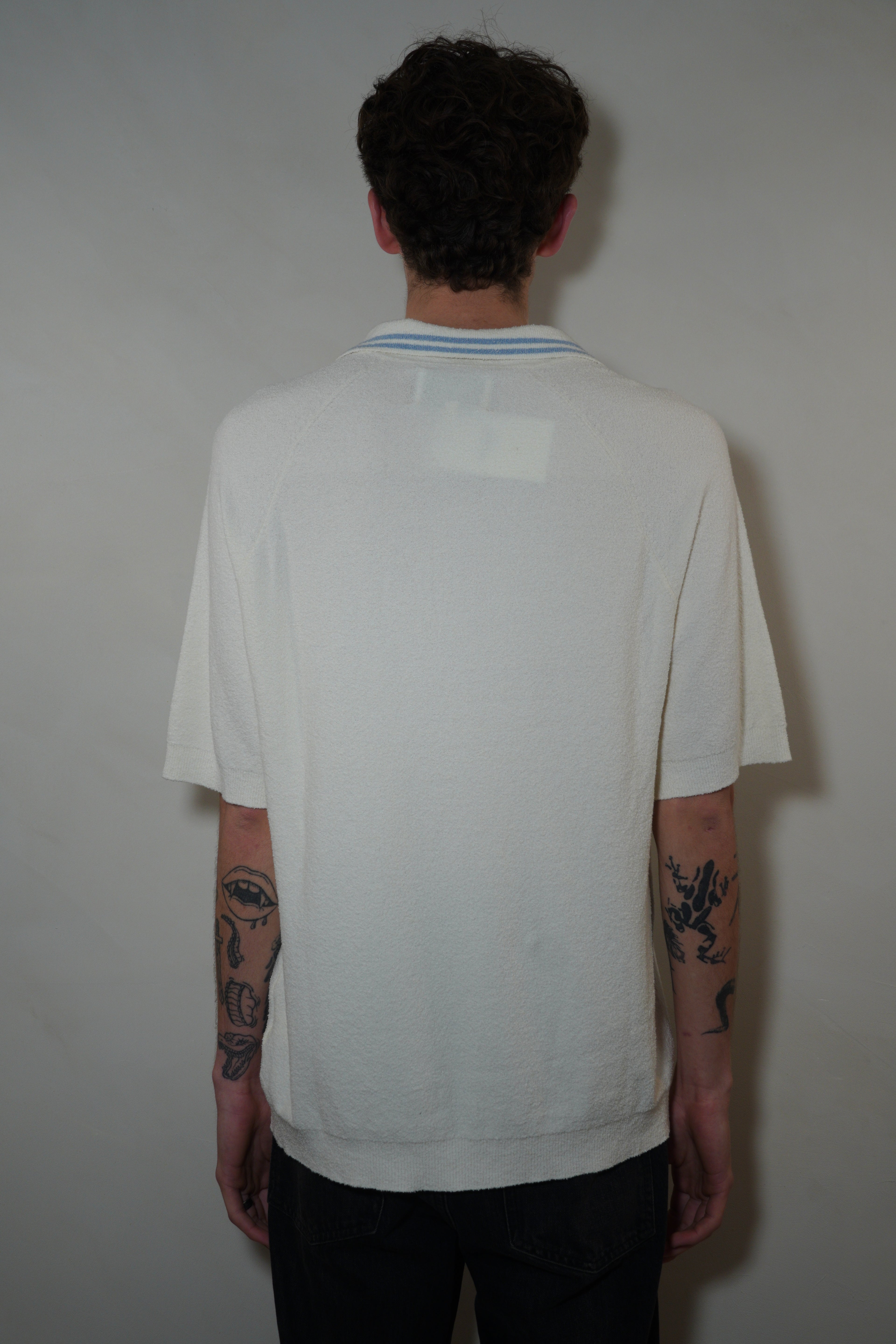 Wax London Albion Boucle Cotton Polo - Cream