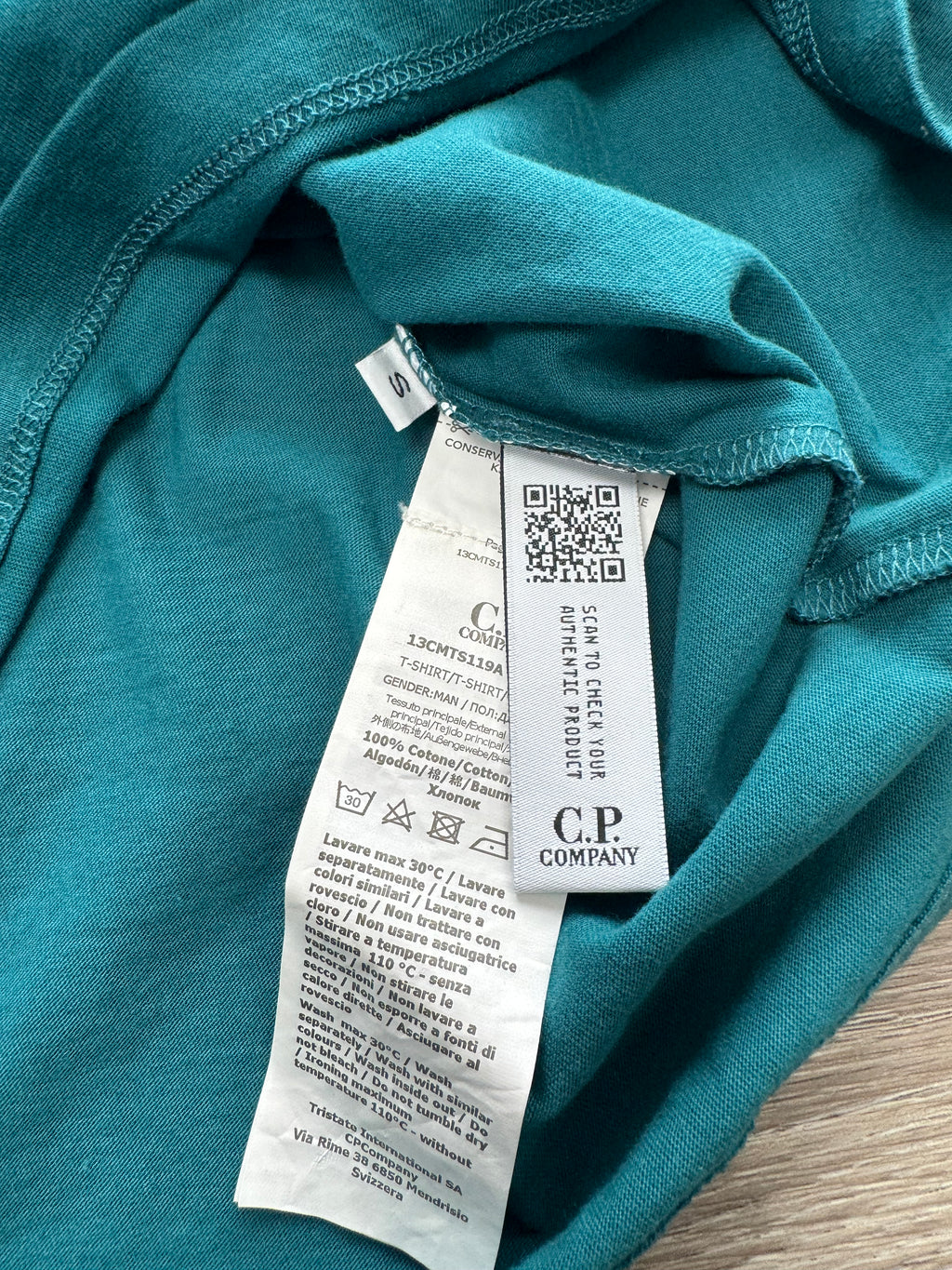 C.P. Company Teal Logo T-Shirt - Small