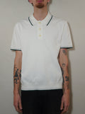Wax London Turin SS Polo Twisted Tipped Cotton - Ecru/Green