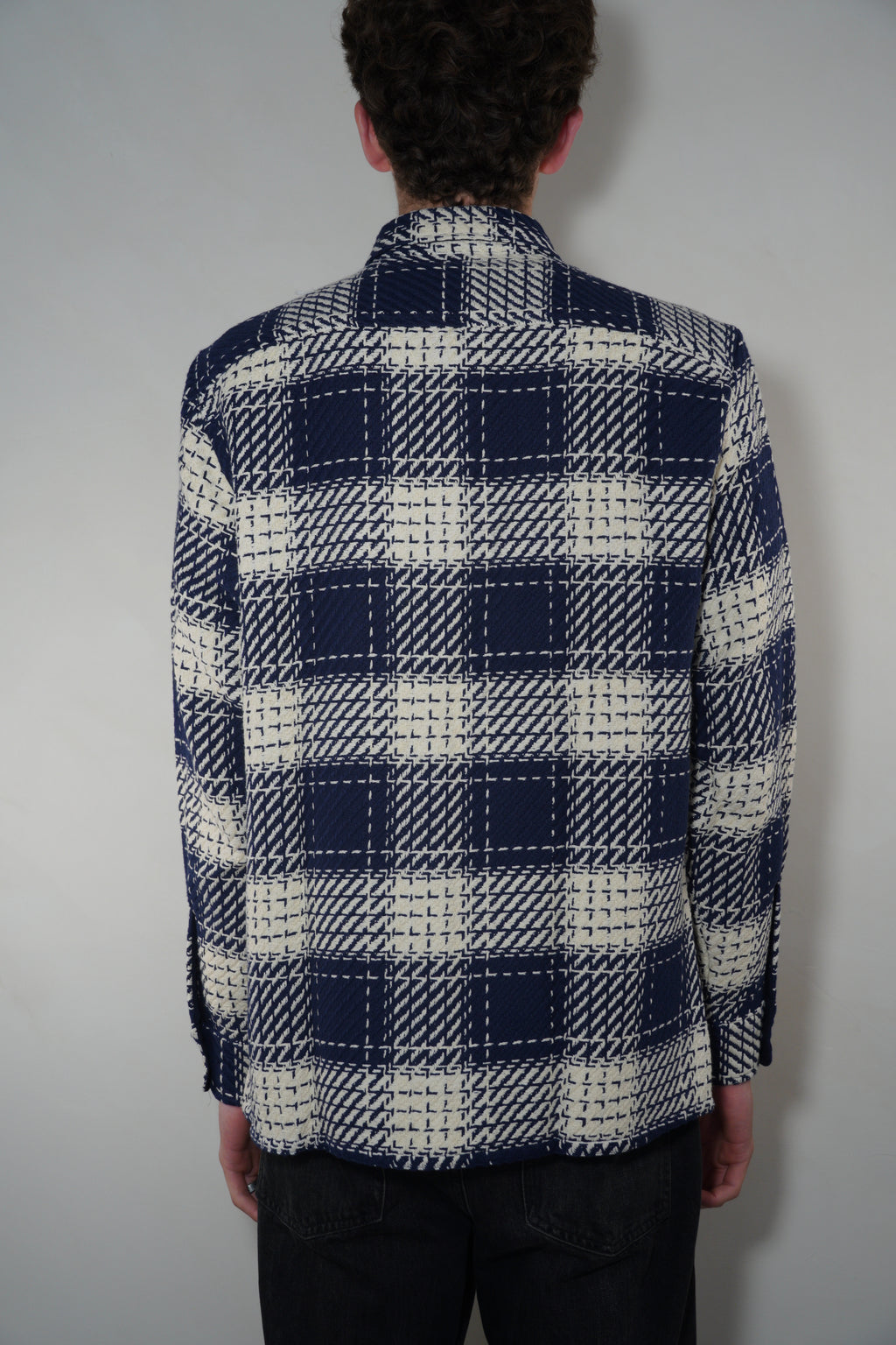 Wax London Whiting Overshirt Beatnik Check - Navy Marine