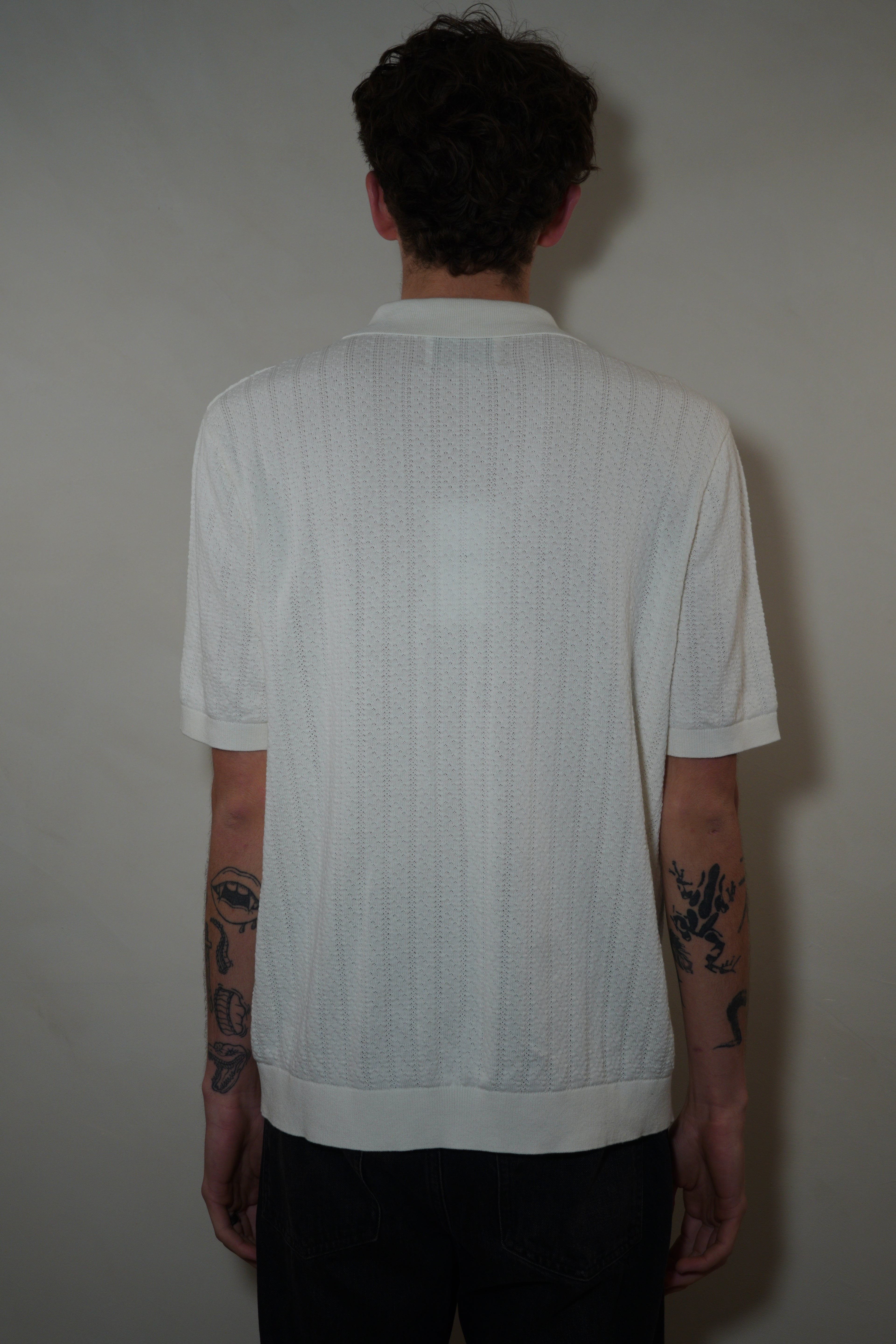 Wax London Tellaro SS Polo Wide Stripe Cotton - Ecru