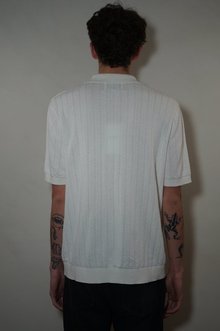 Wax London Tellaro SS Polo Wide Stripe Cotton - Ecru