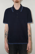 Wax London Turin SS Polo Twisted Tipped Cotton - Navy