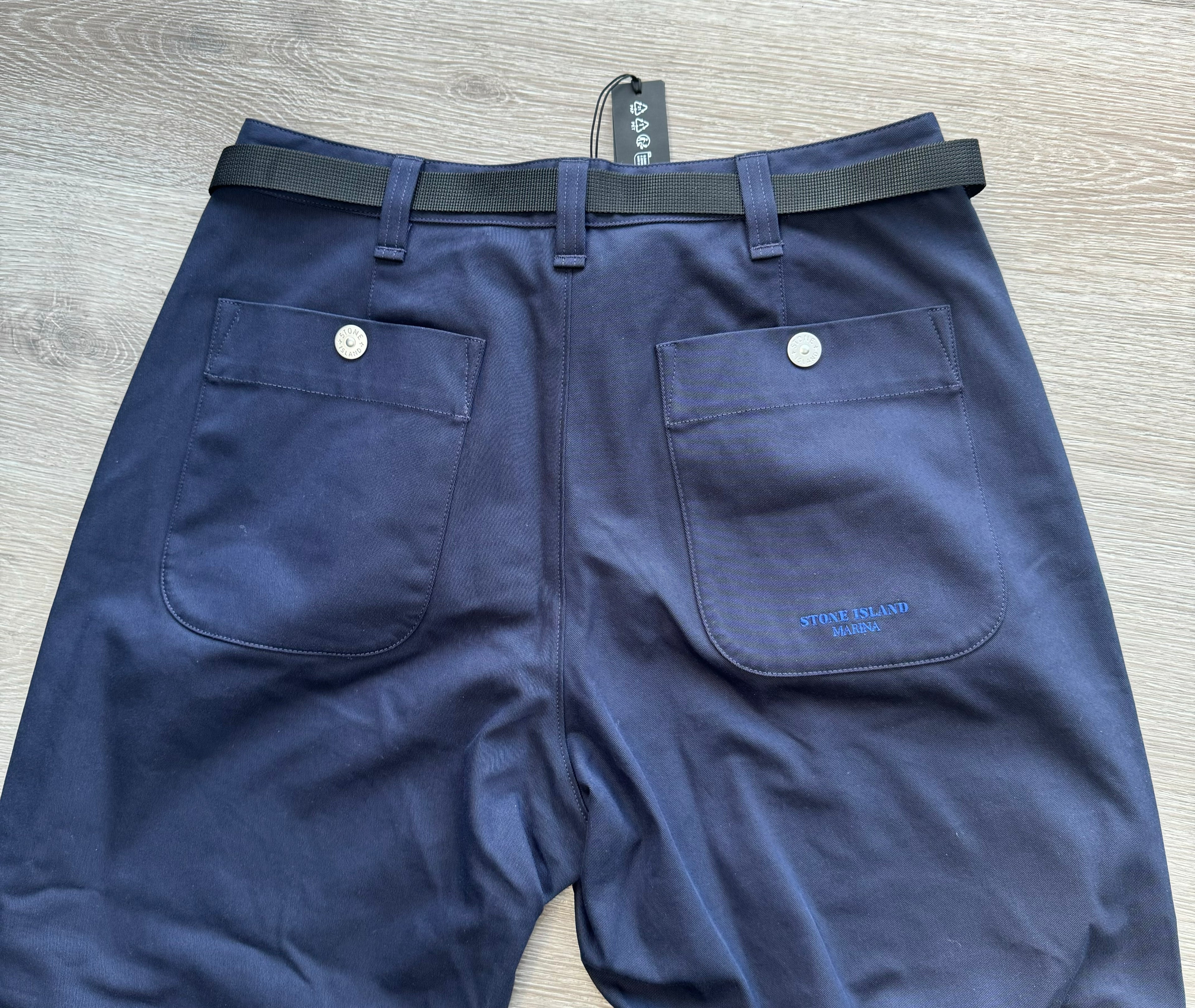 Stone Island Marina Navy Pleated Gabardine Trousers - 34W
