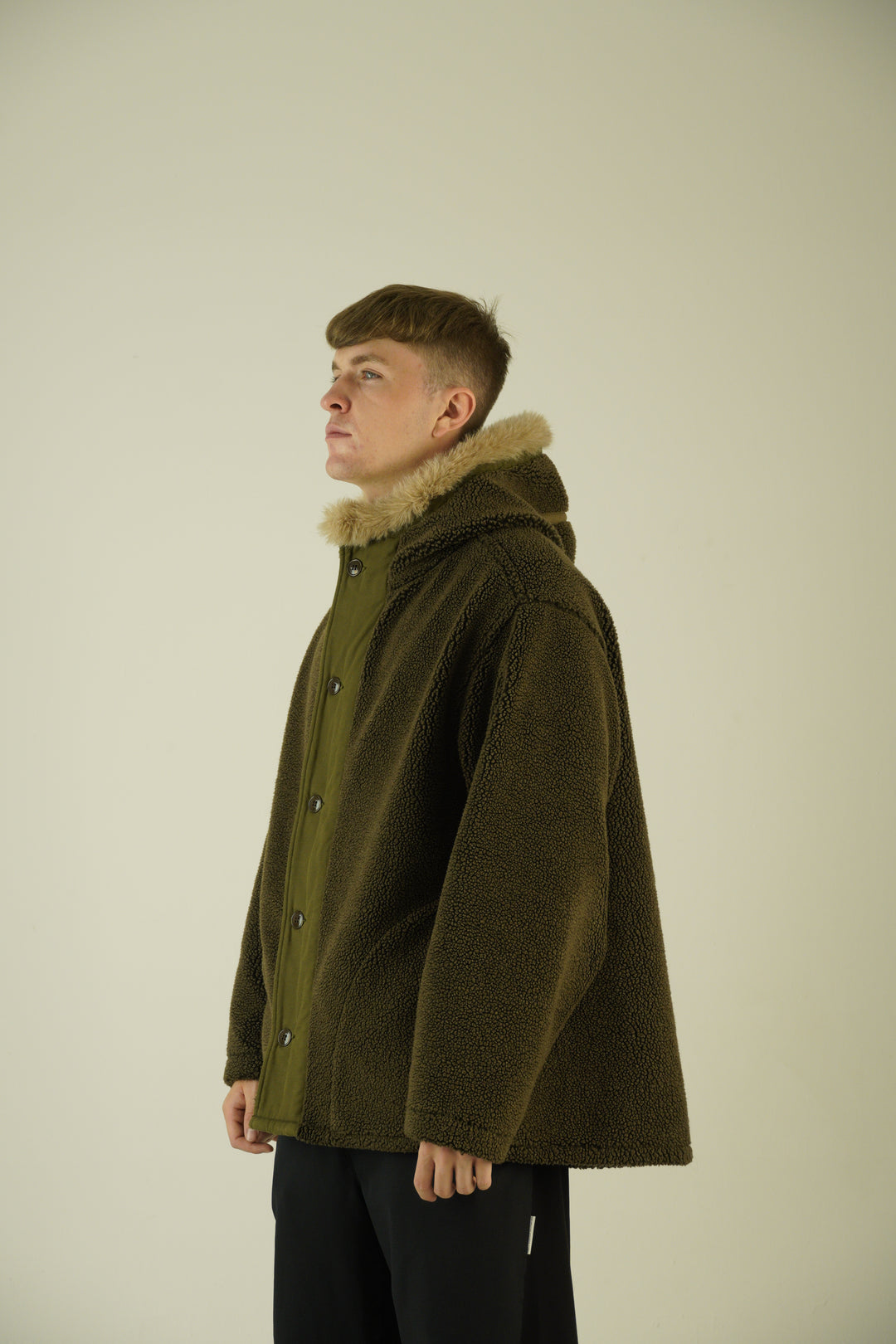 orSlow Boa Fleece Military Parka – Brown / Khaki