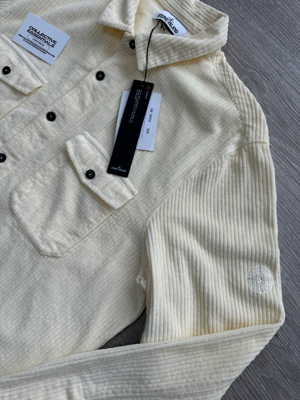 Stone Island Cream Corduroy Buttoned Overshirt - XXL
