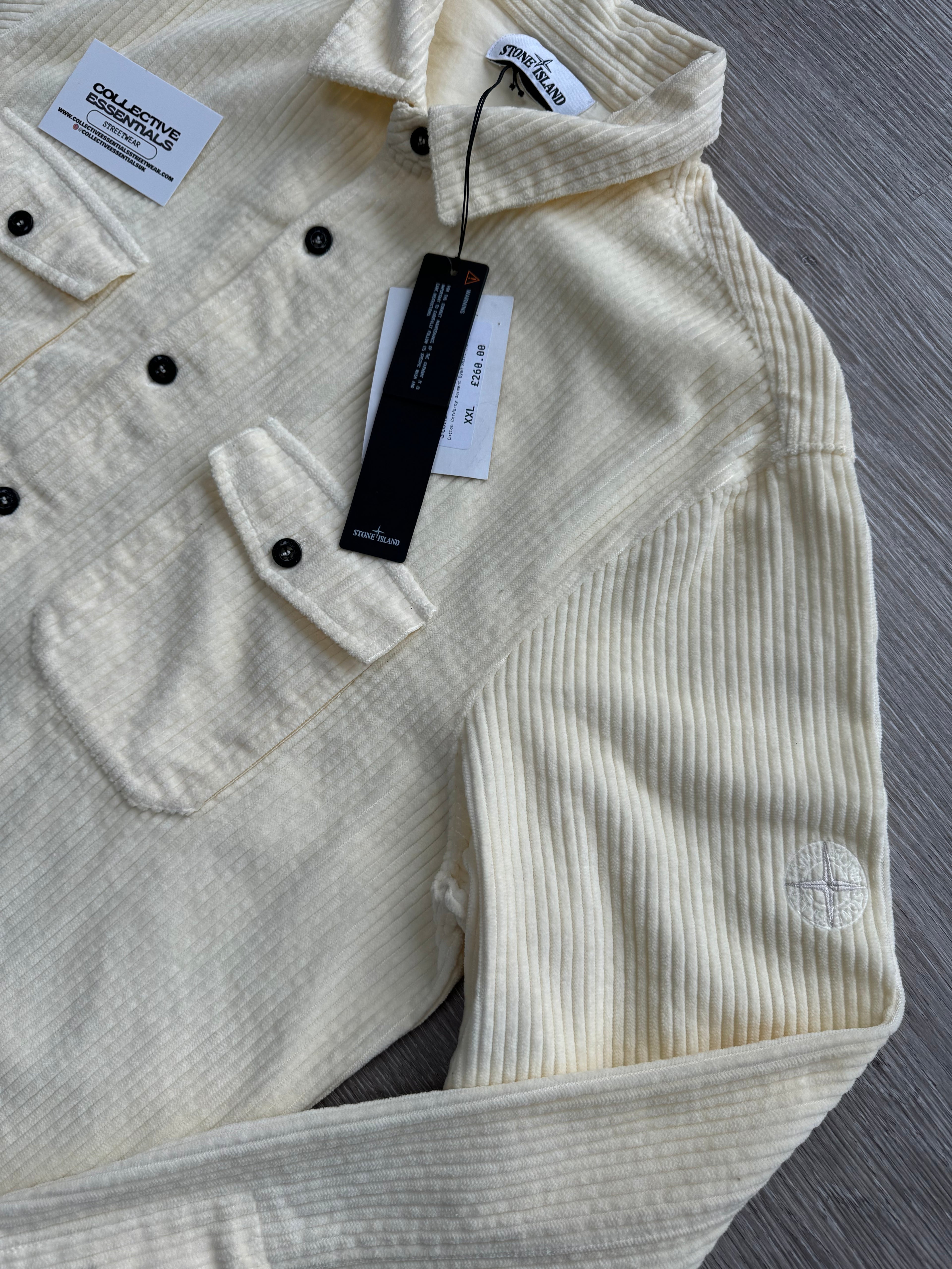 Stone Island Cream Corduroy Buttoned Overshirt - XXL