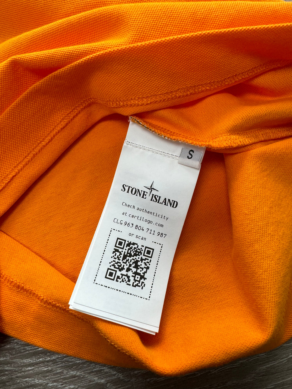 Stone Island Orange Polo Shirt - Small