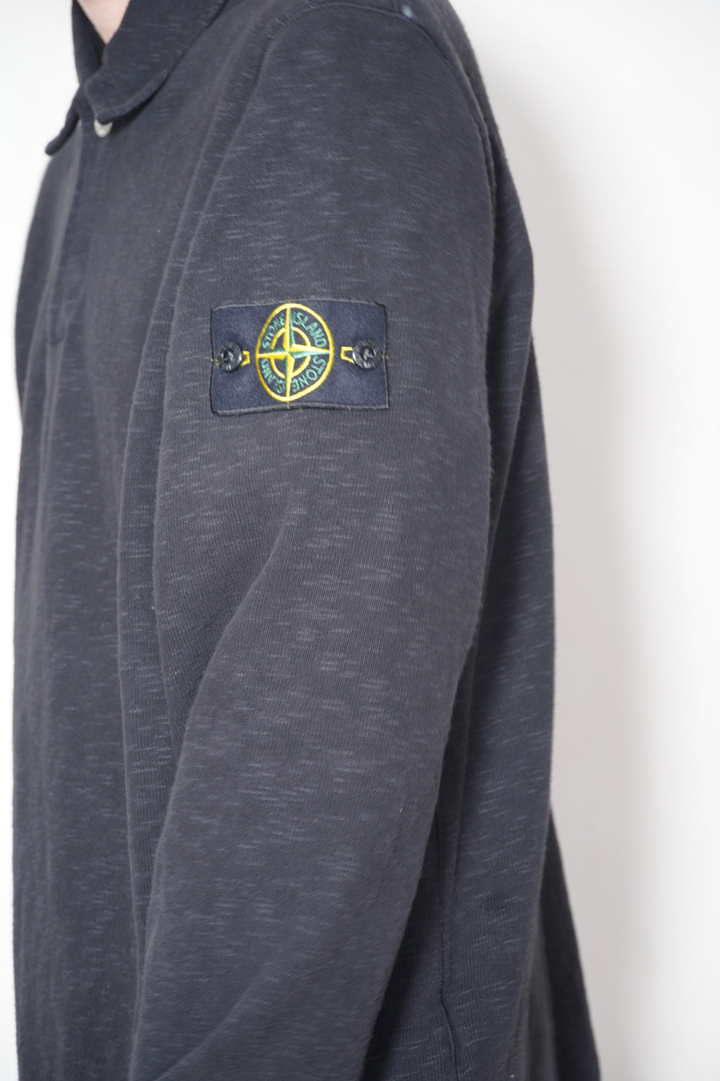 Stone Island Heavy Cotton Long Sleeve Polo -  Grey