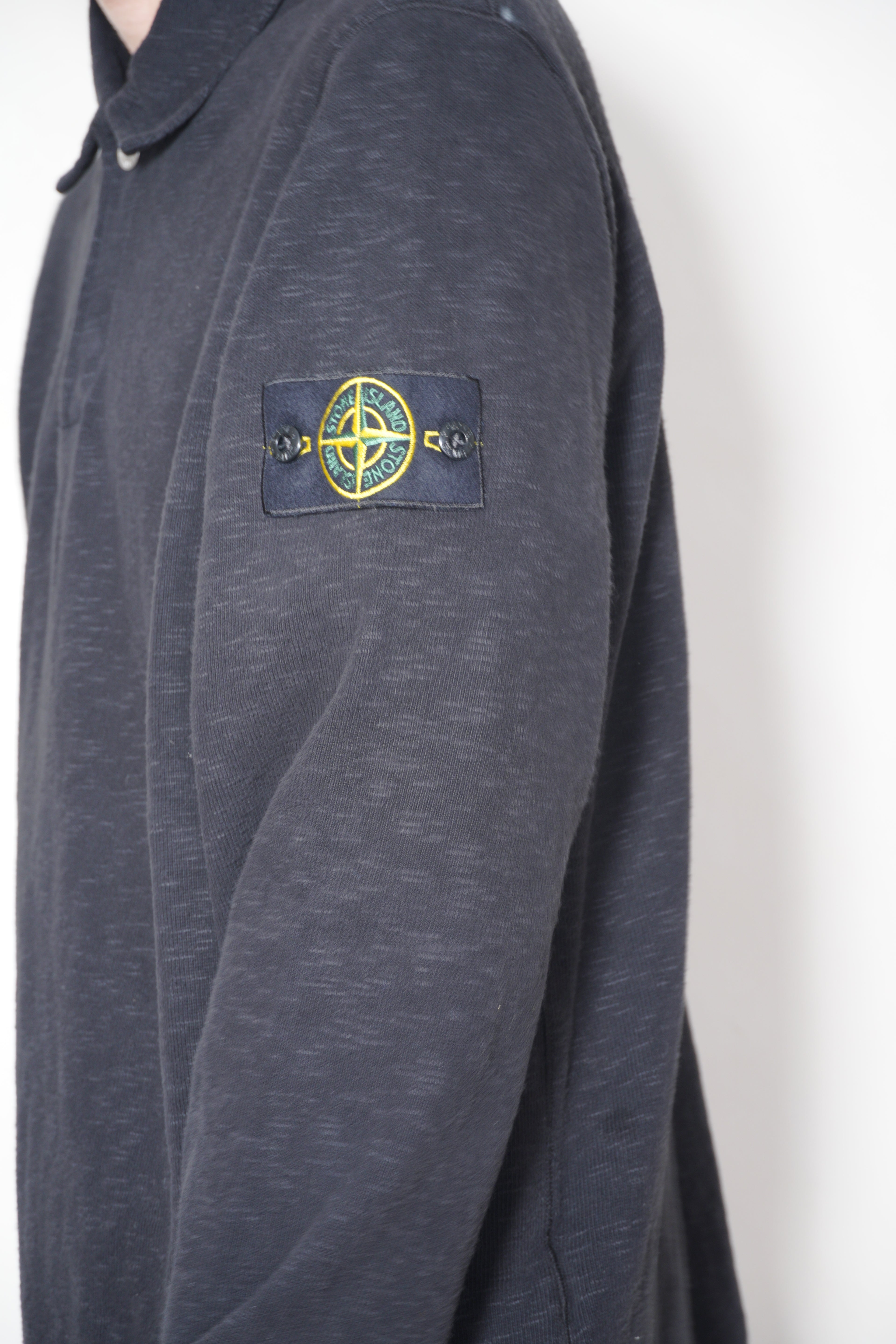 Stone Island Heavy Cotton Long Sleeve Polo -  Grey