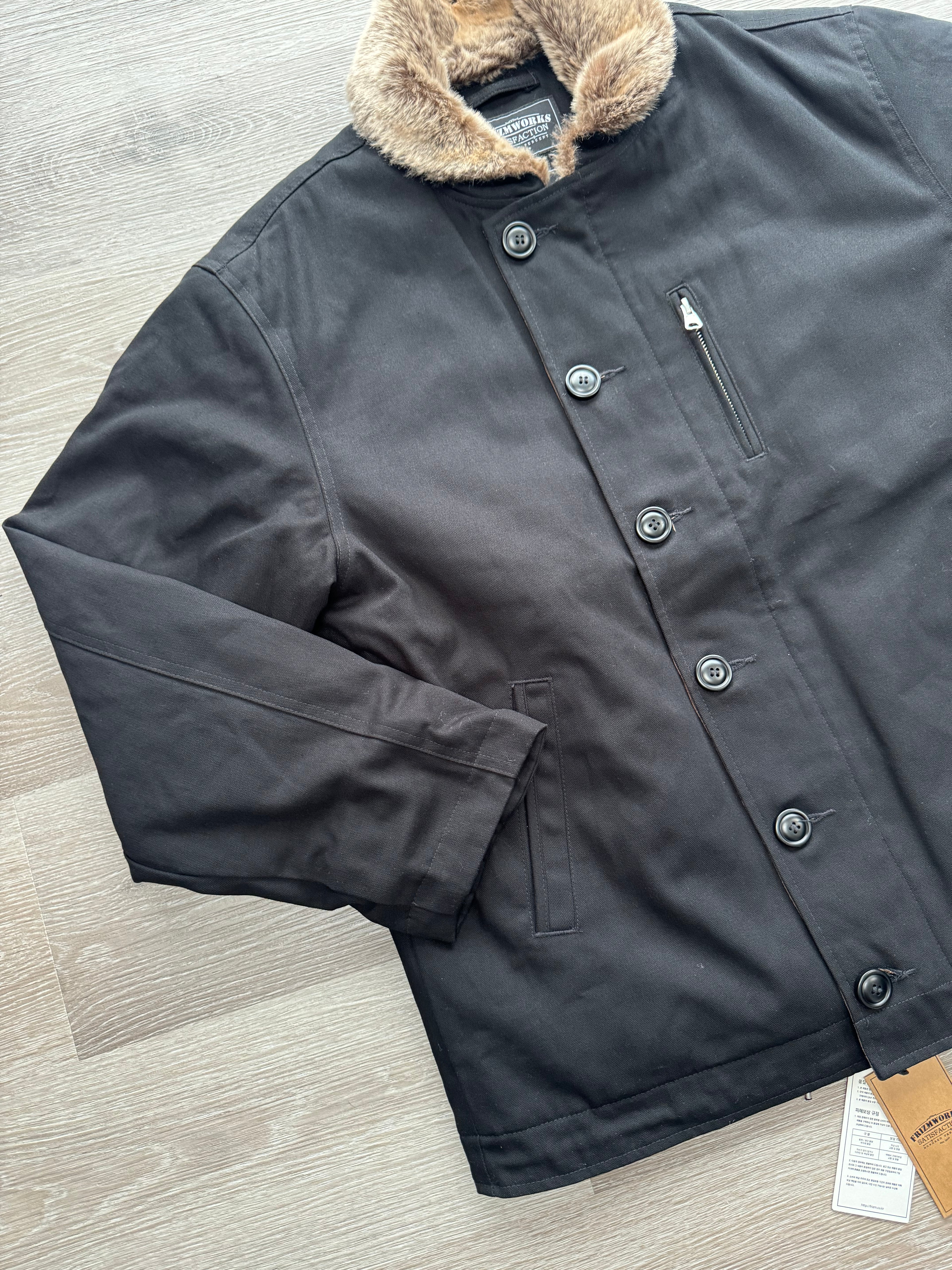 FrizmWORKS Black Cotton Edgar N-1 Deck Jacket - Large