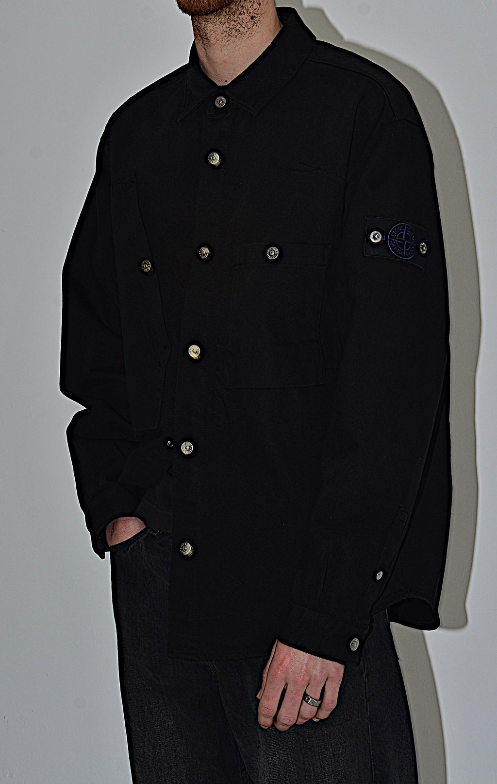 Stone Island Denim Research Black Overshirt - Large