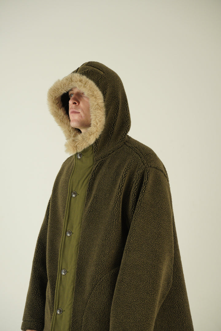 orSlow Boa Fleece Military Parka – Brown / Khaki