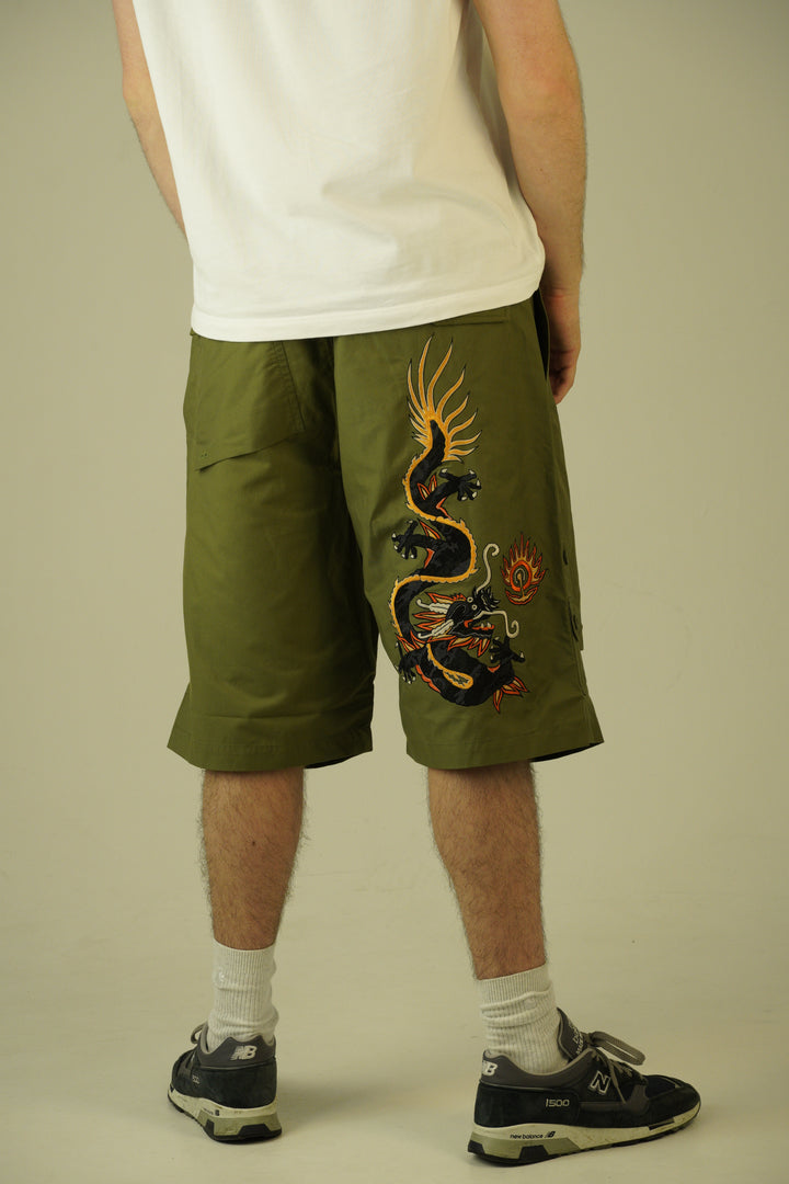 Maharishi Dragon-Embroidered Cargo Shorts