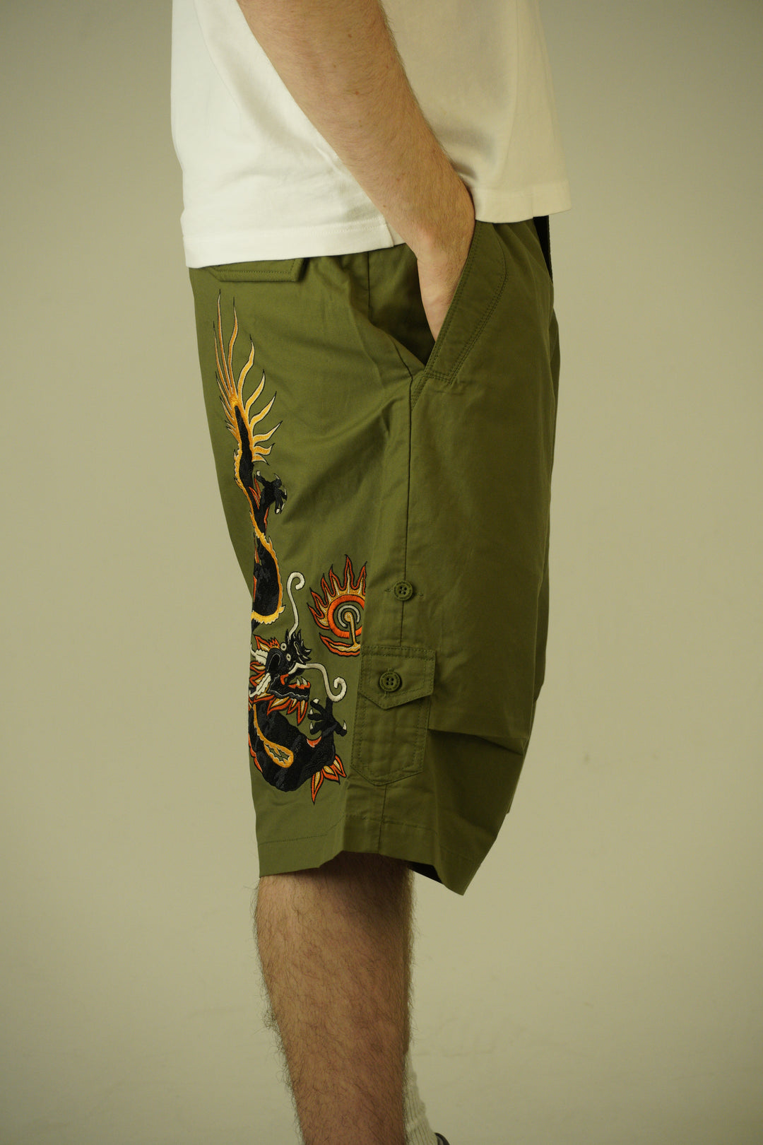 Maharishi Dragon-Embroidered Cargo Shorts